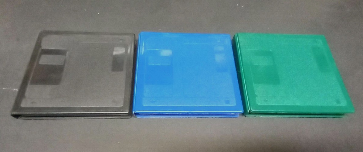 Lot of 3 Floppy Disk Holders for 3.5″ disks Black, Blue & Green