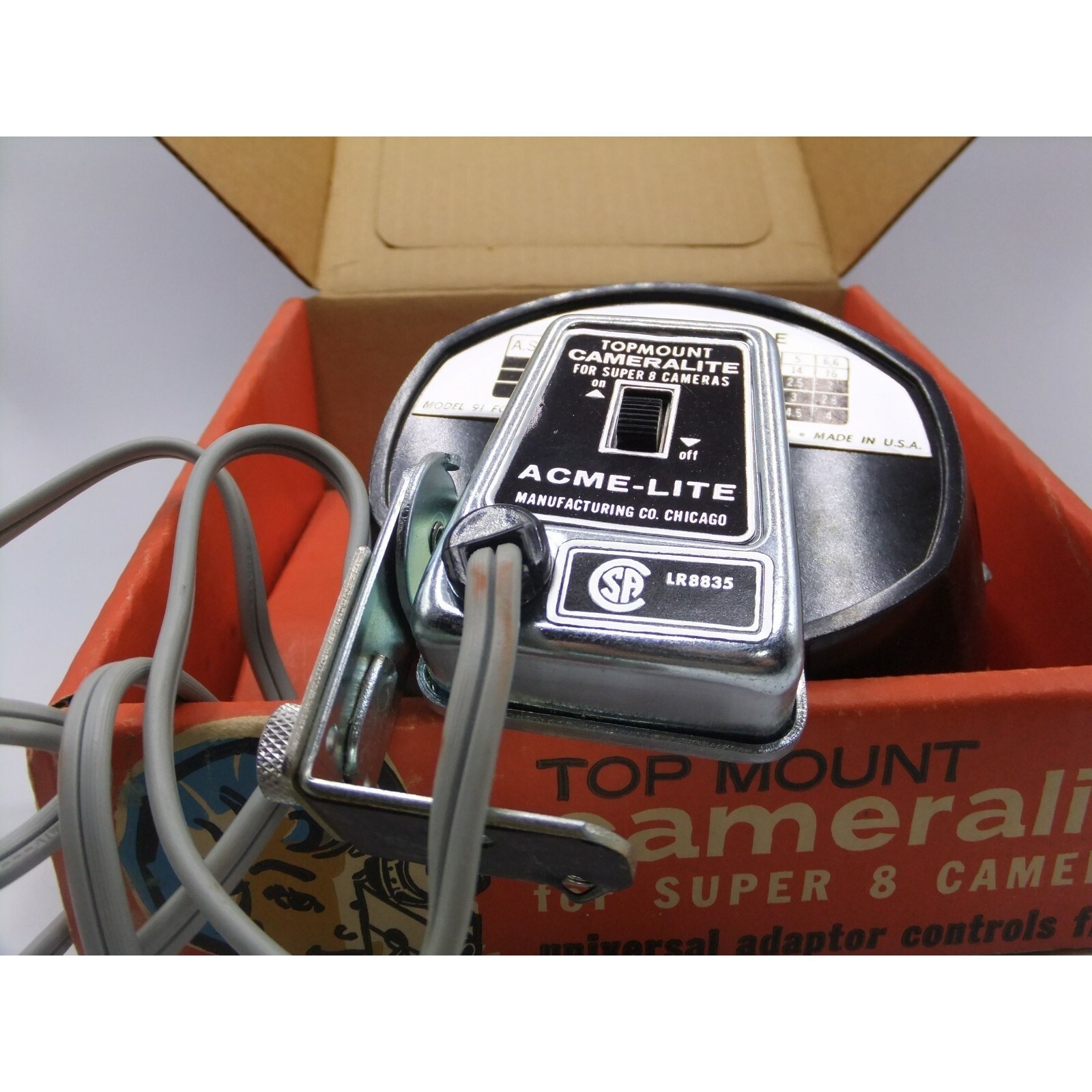 Cameralite General Electric Top Mount Light for Super 8 Cameras Acme Lite 91-DWA