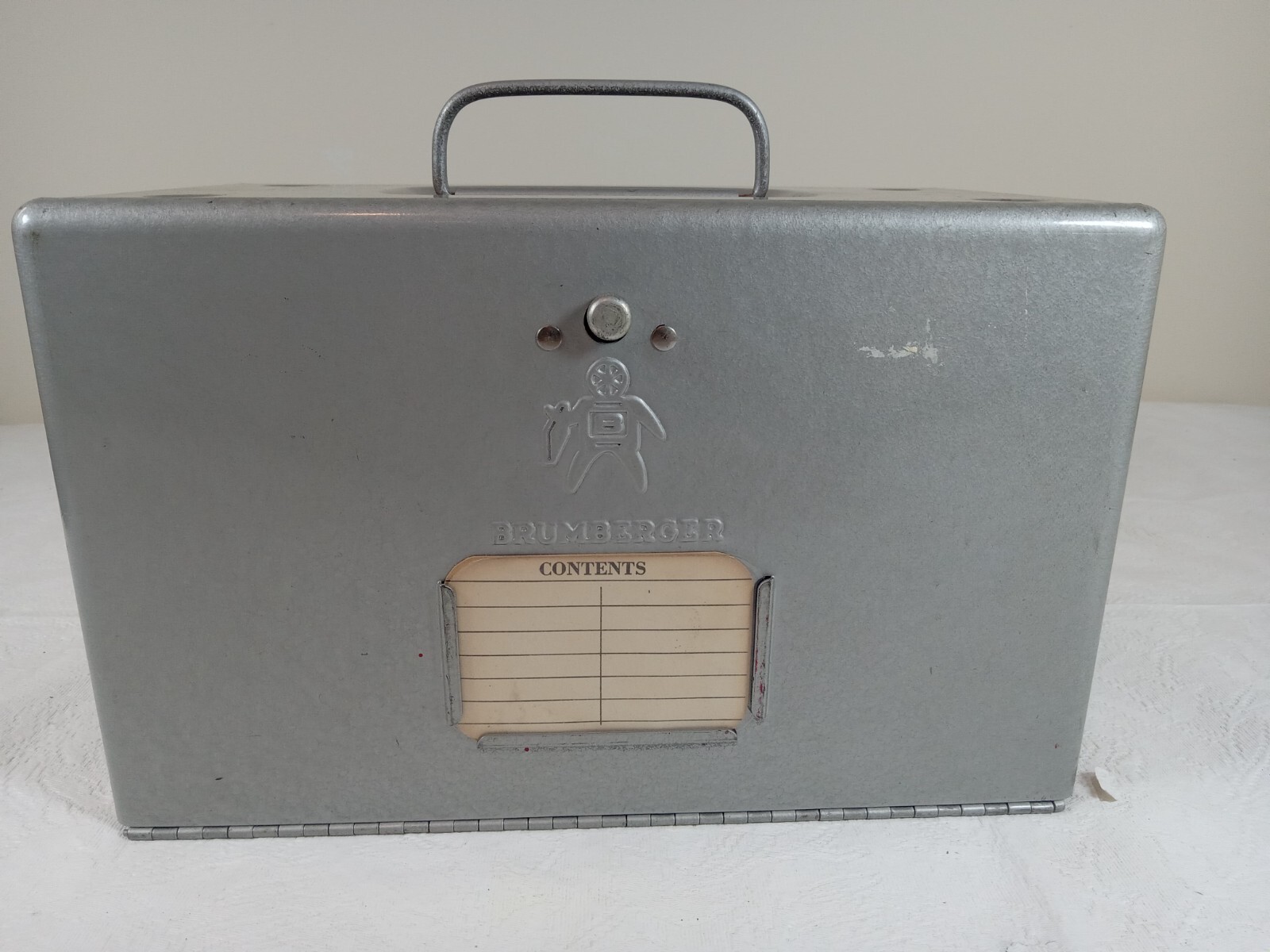 12 Slot VTG Brumberger 5″ or 6″ Canisters Reels Film Ejector Storage Case Metal