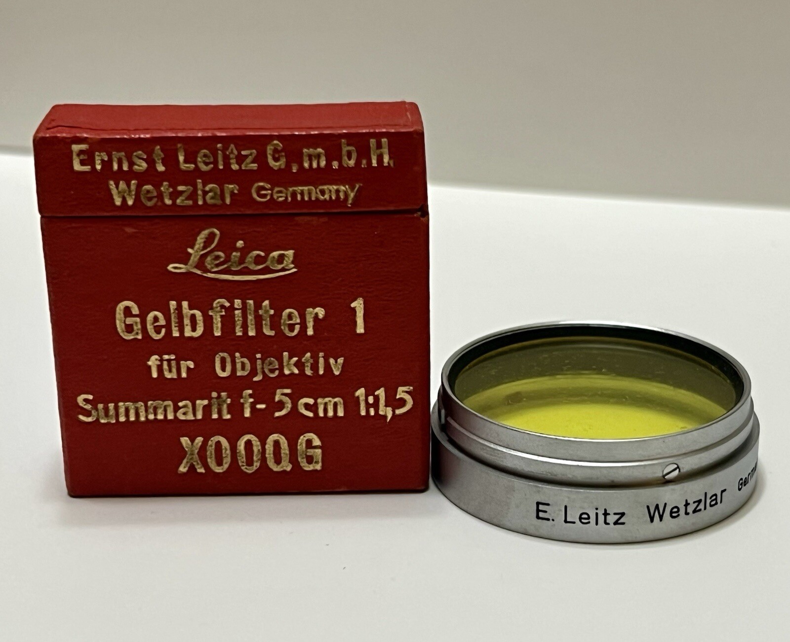Ernst Leitz Leica Gelbfilter 1 Yellow Camera Filter Model XOOQG Wetzlar Germany