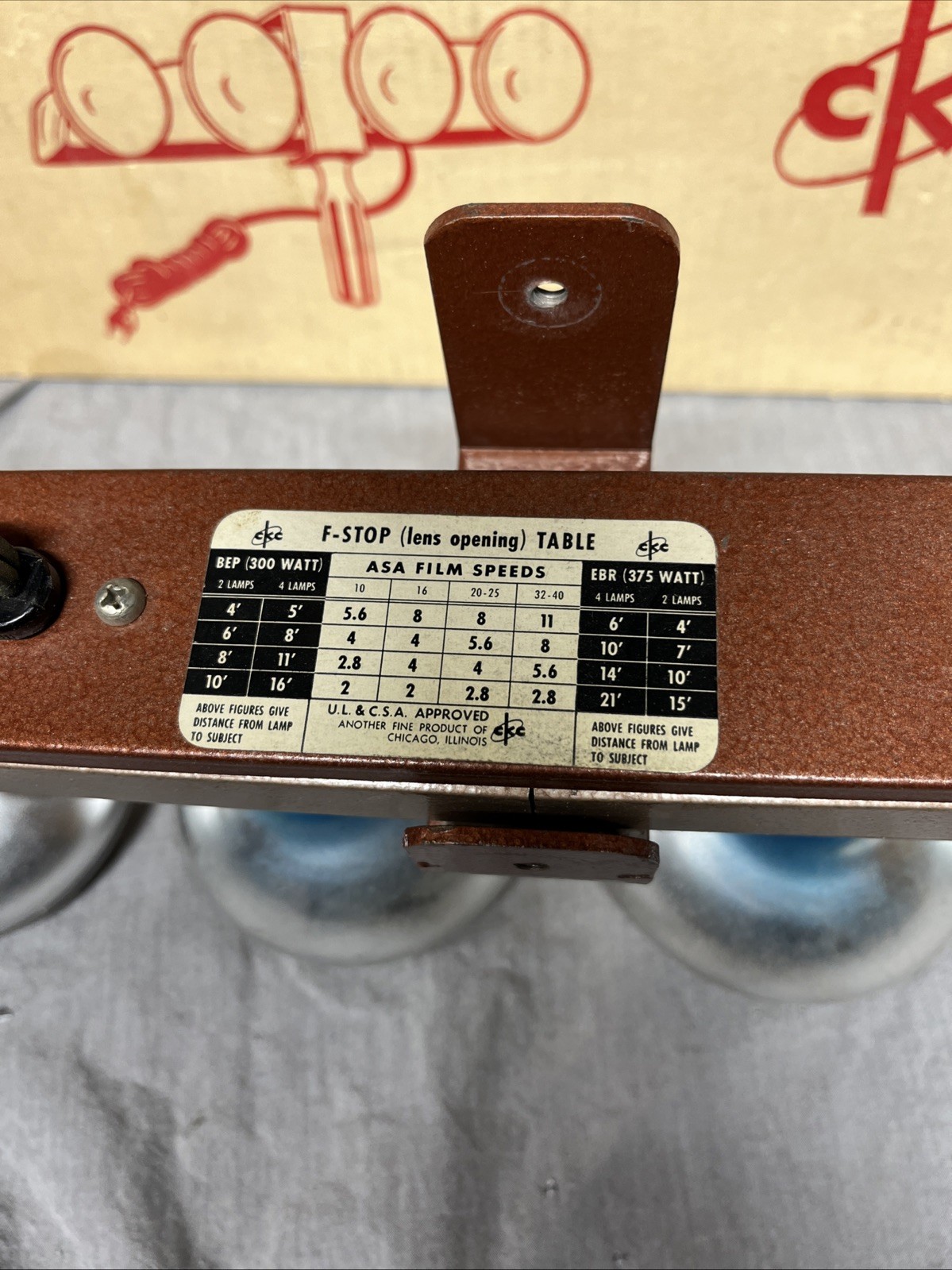 Vintage CKC Sunset K89 Home Movie Light Bar with Four Bulbs