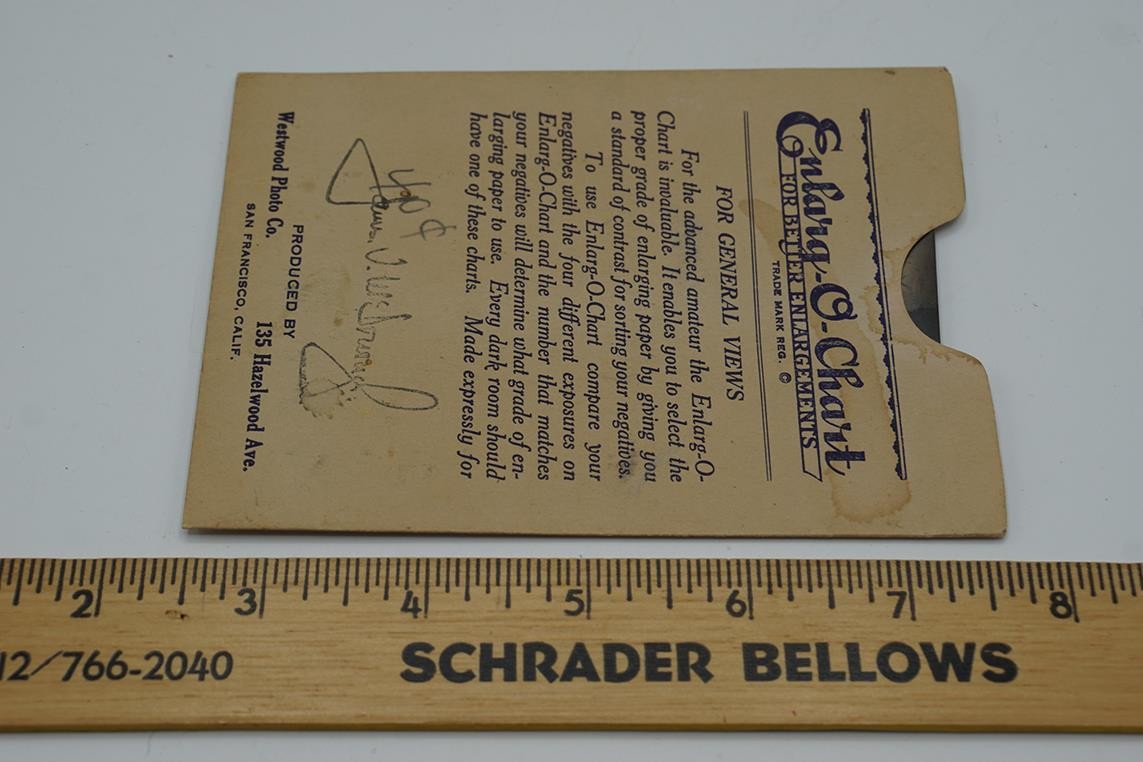 Enlarg-O-Chart Portrait Guide Westwood Photo Enlarging Paper Guide for Negatives