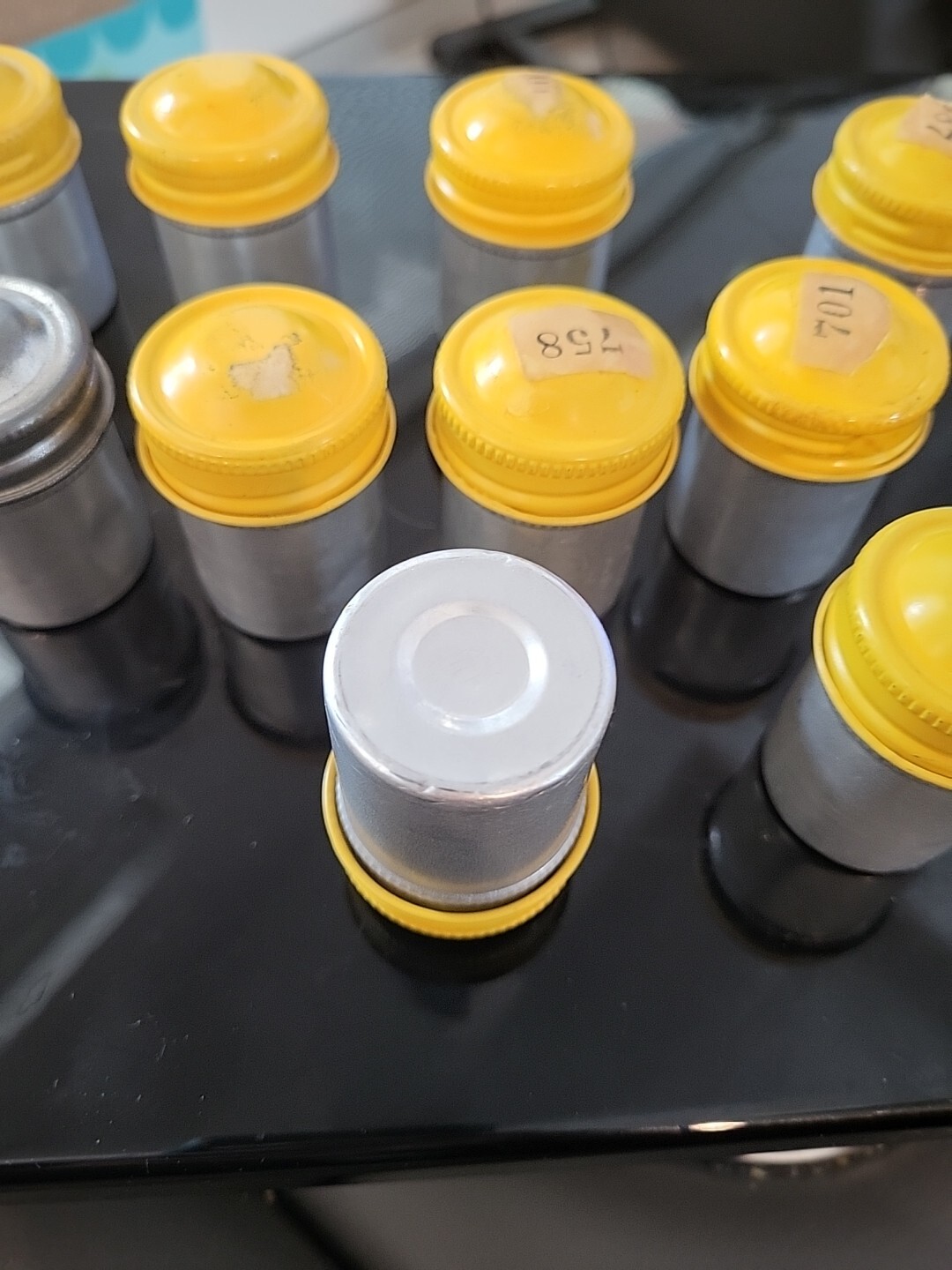 Lot of (10) Vintage Metal Aluminum 35mm Film Canisters. Great Condition
