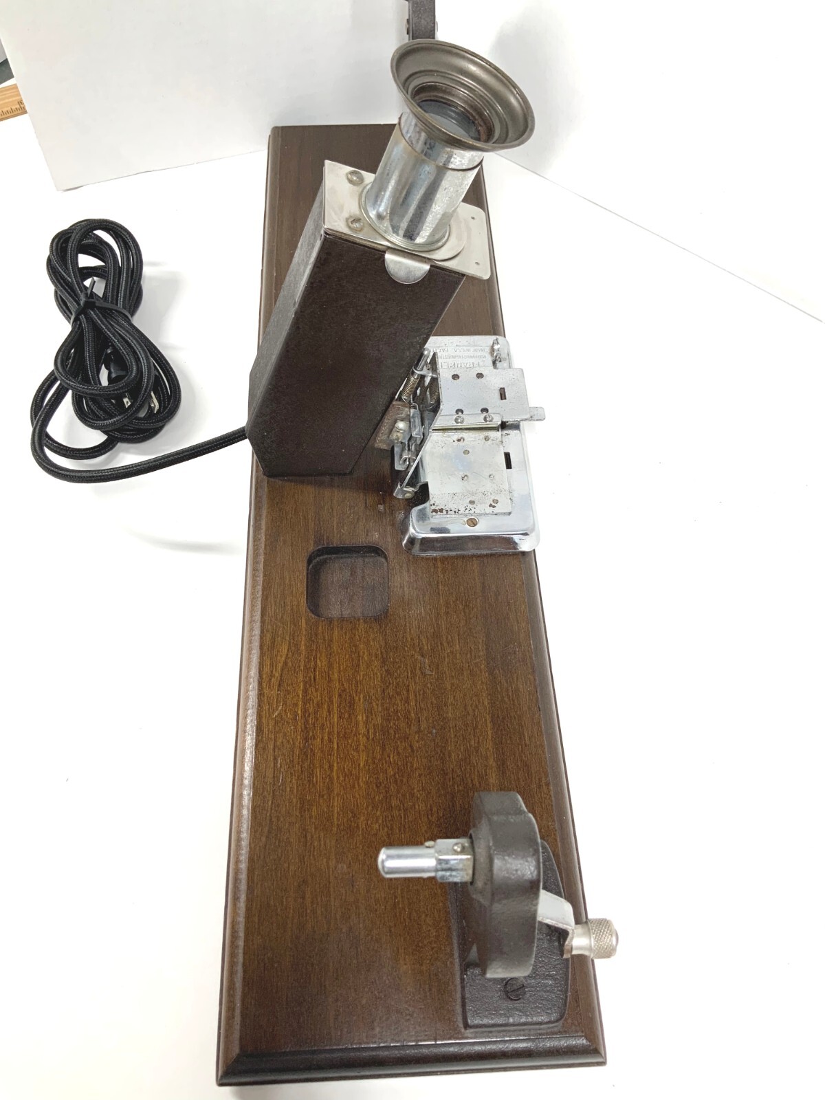 Antique Film Splicer Editor Keystone Boston Wooden Base Eyepiece And Light Works