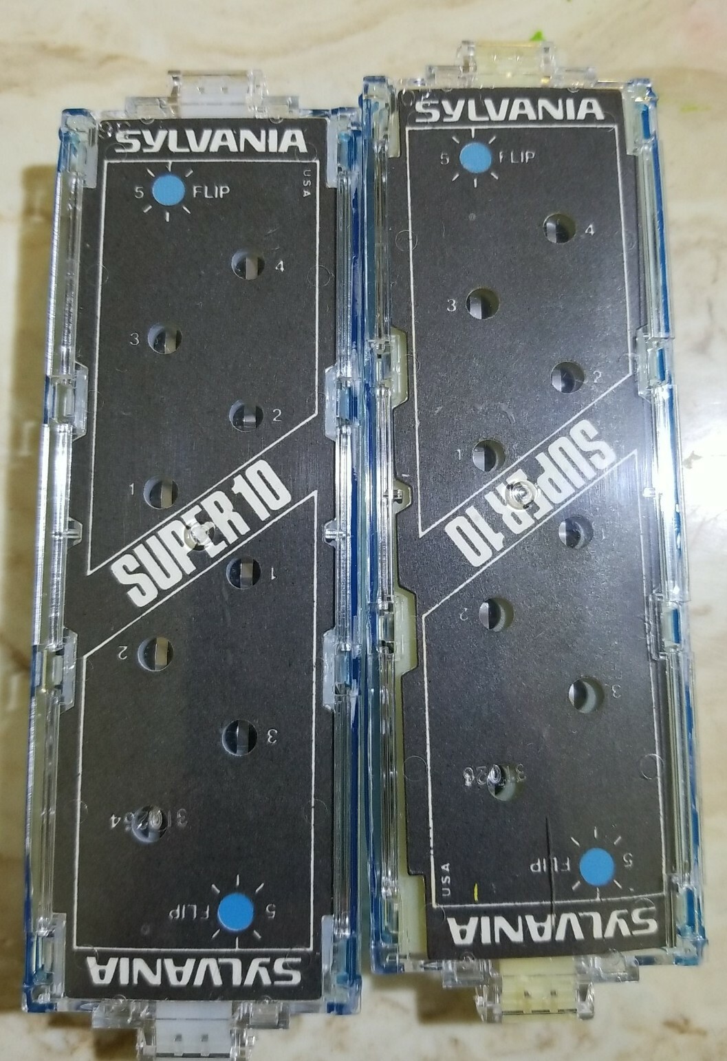 Sylvania FlipFlash Super 10 Two Pack Blue Dot Flashbulbs Flashbar New Old Stock