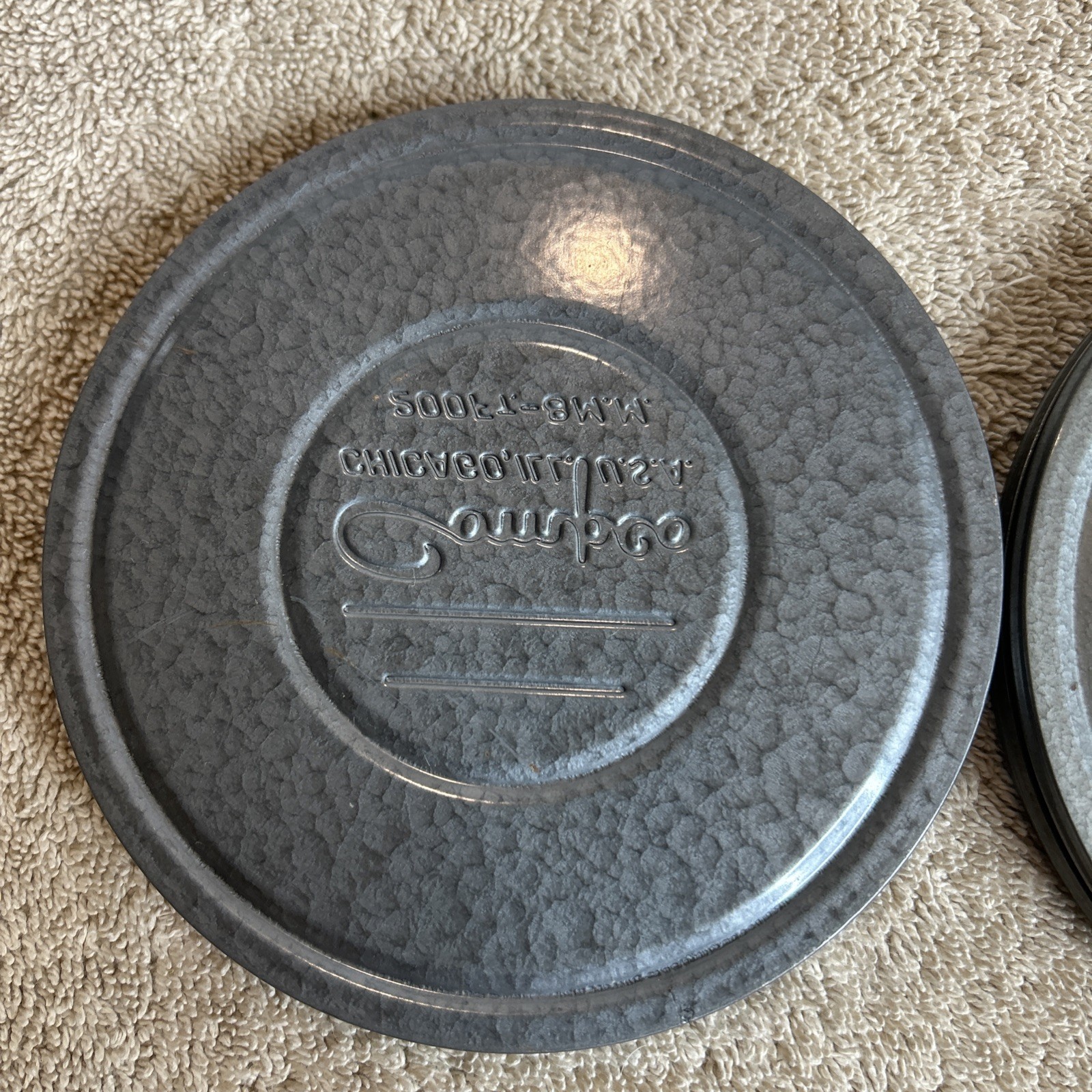 Two Vintage Compco Film Canisters And Reels. Two Different Grey Colors 100-R04