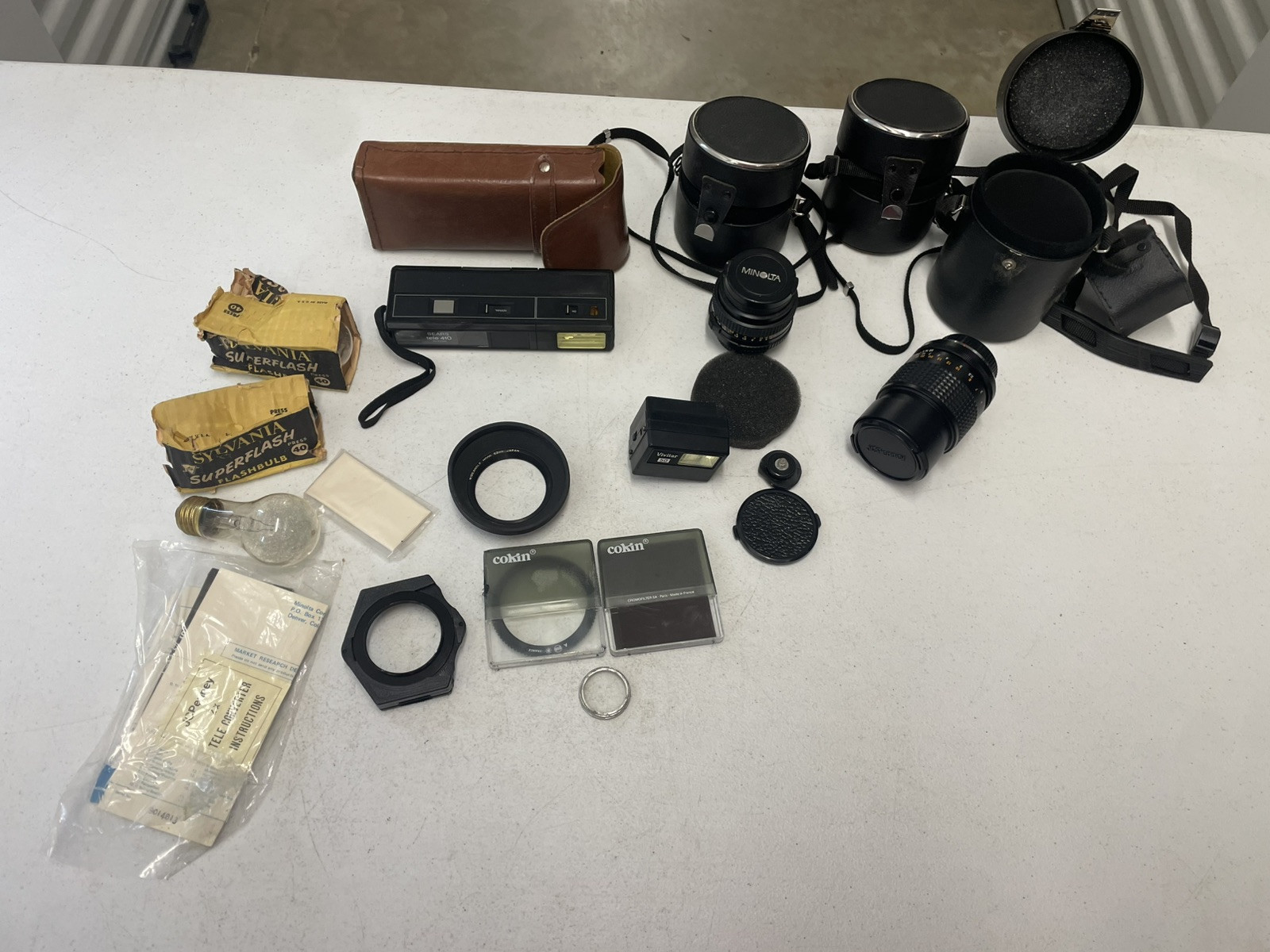 Vintage Camera Lenses And Accessories Lot Minolta JC Penney