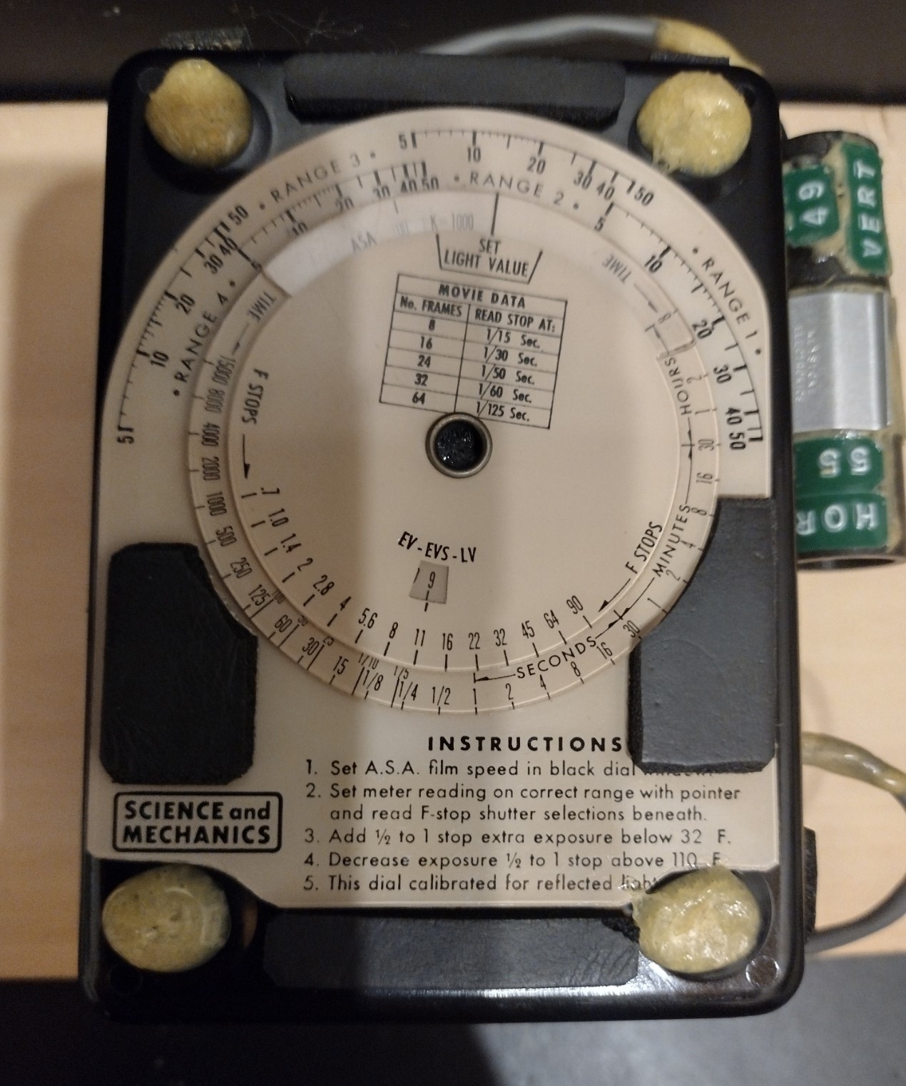 Science & Mechanics Magazine Vintage Model 250P Light Meter Circa Late 60s