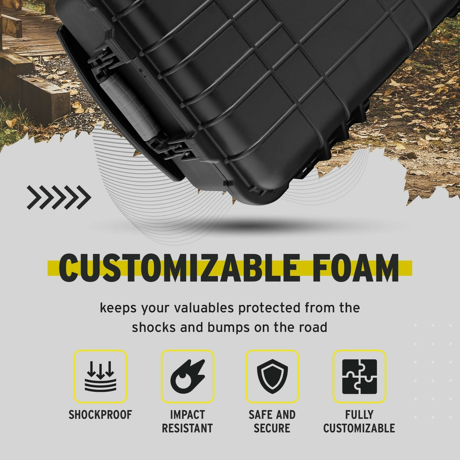 Koah Weatherproof Wheeled Hard Case with Customizable Foam 22 x 14 x 9 In