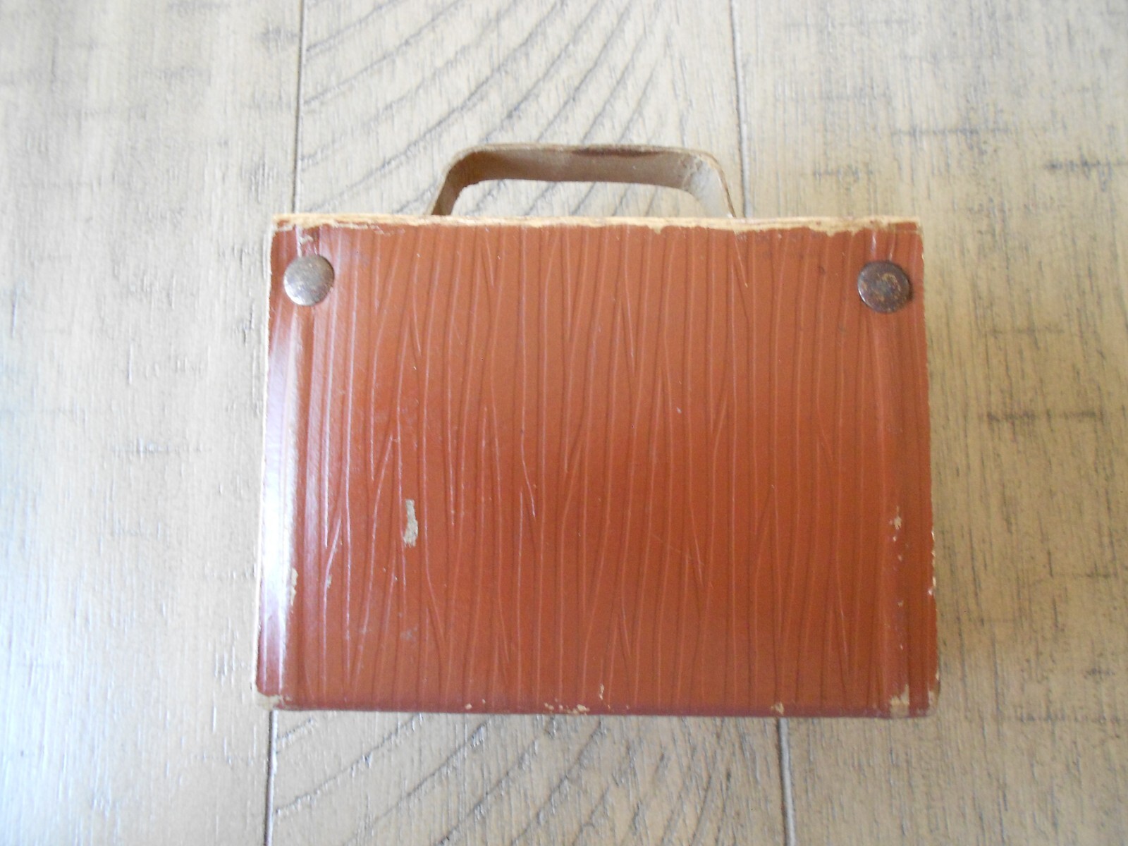 Vintage Mini Cardboard Snap carrying case + handle for Camera? etc 4″x3″x1.75″