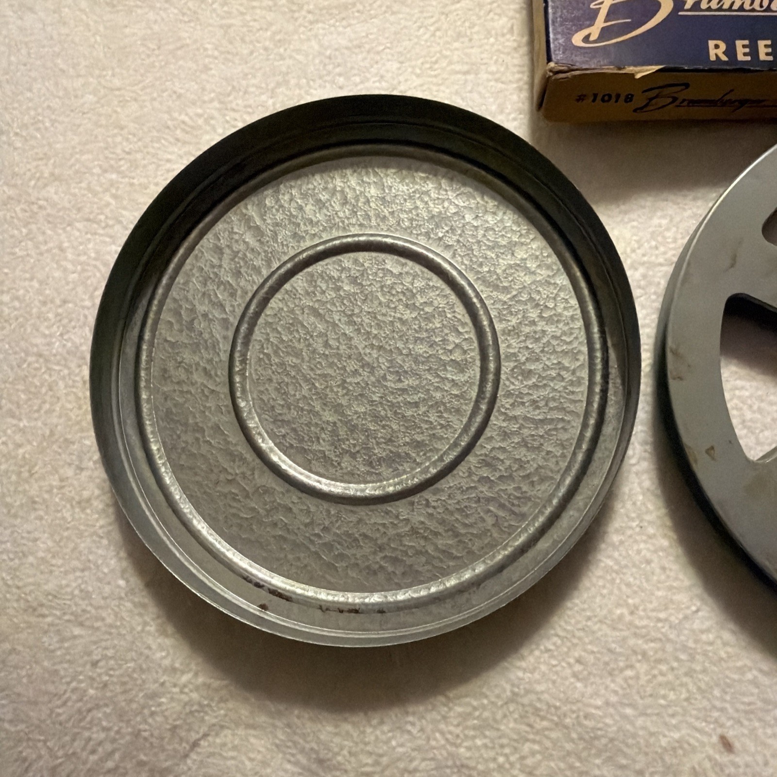 Set of 2 vintage Brumberger Reel And Can 8mm 200ft #1018 Tempered Steel Movie