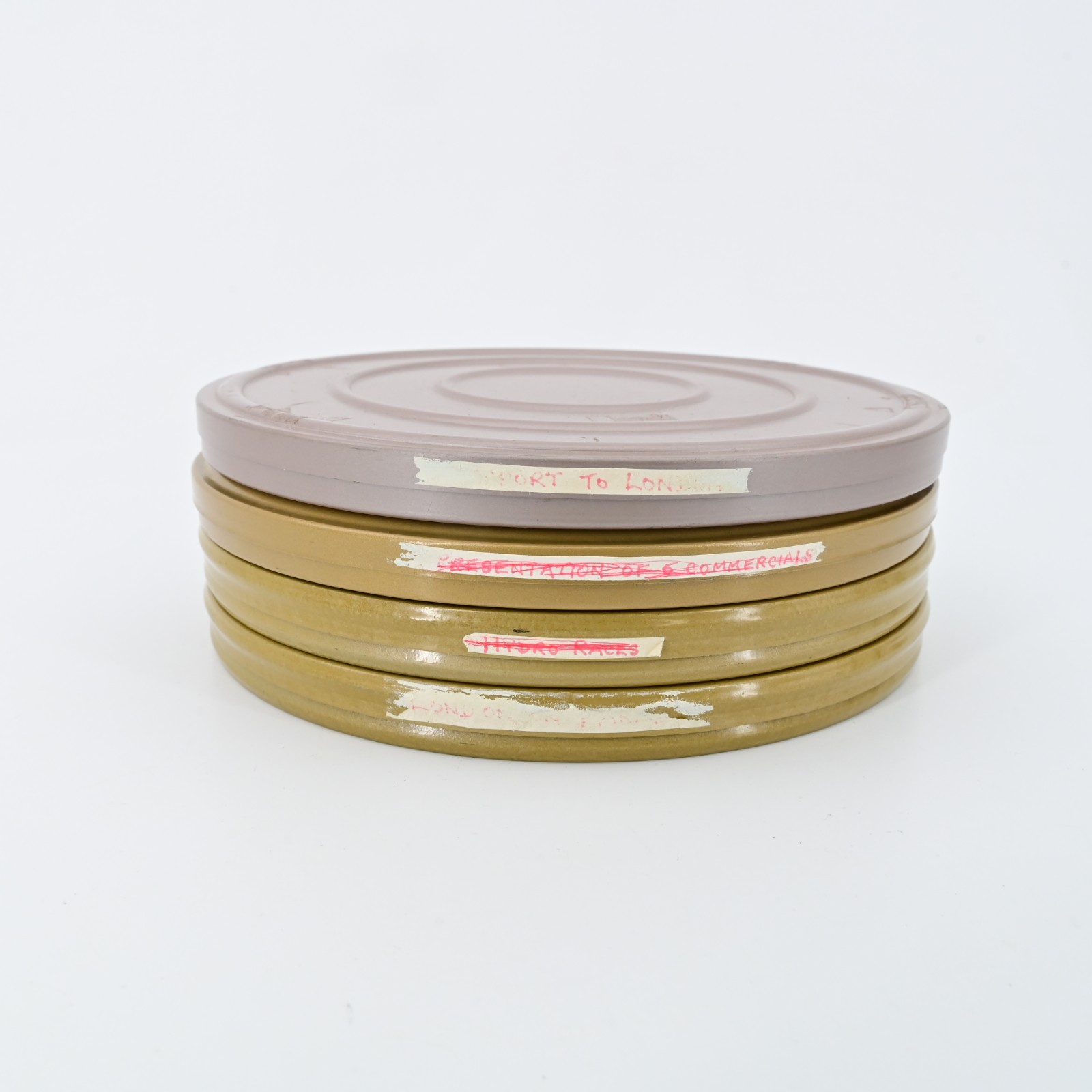 Vintage Dual 8 8mm 400ft Empty Movie Film Reel Can Lot Compco Scheker 4pc