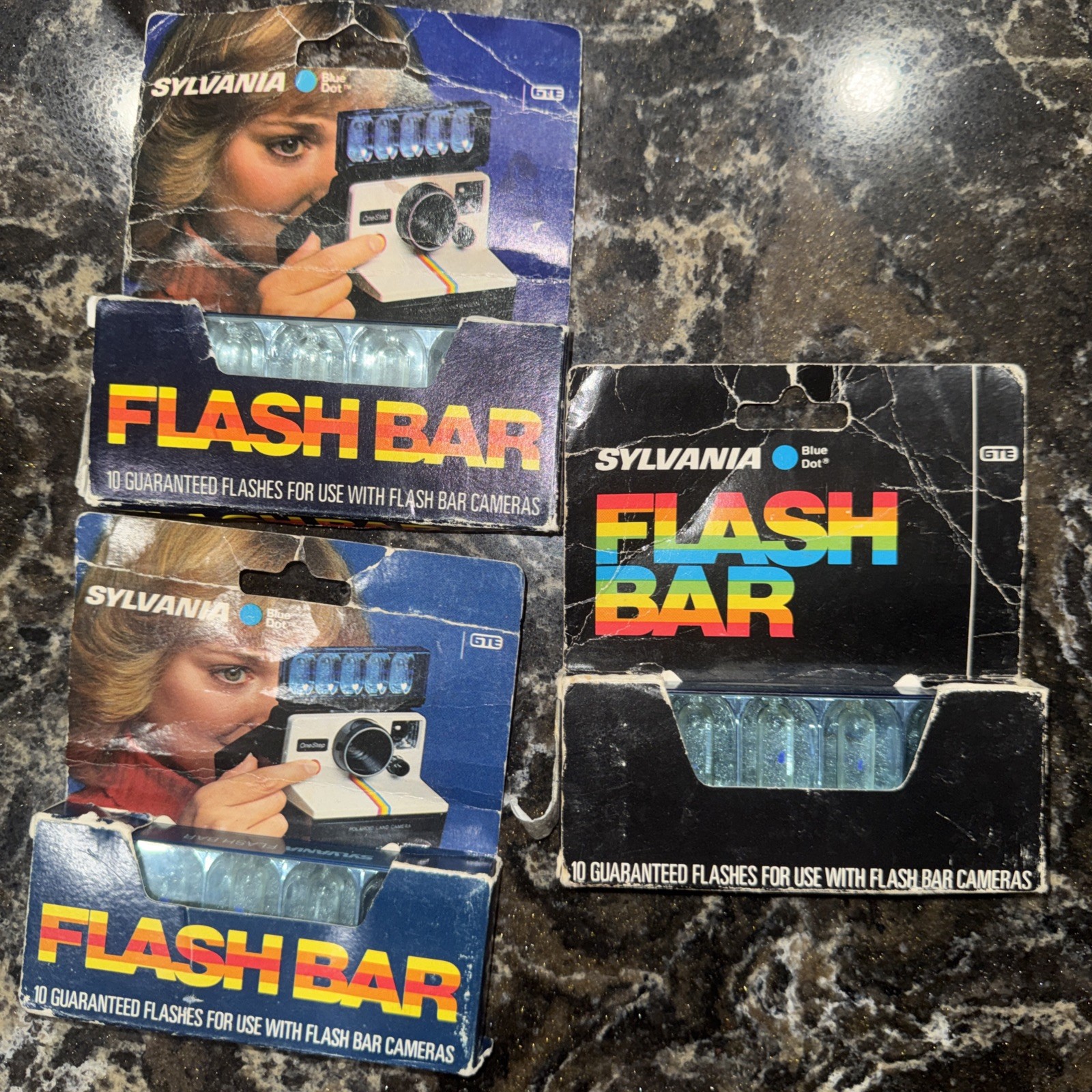 Vintage Sylvania Blue Dot Flash Bar Lot of 3 NOS Unfired Polaroid SX-70 OneStep