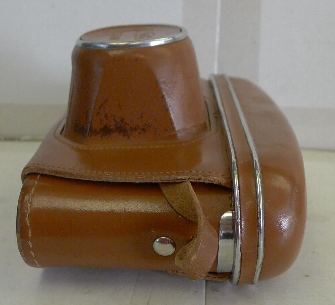 Russian Kiev 2-Part Brown Snap Close Fitted Leather Camera Case with Strap -Used