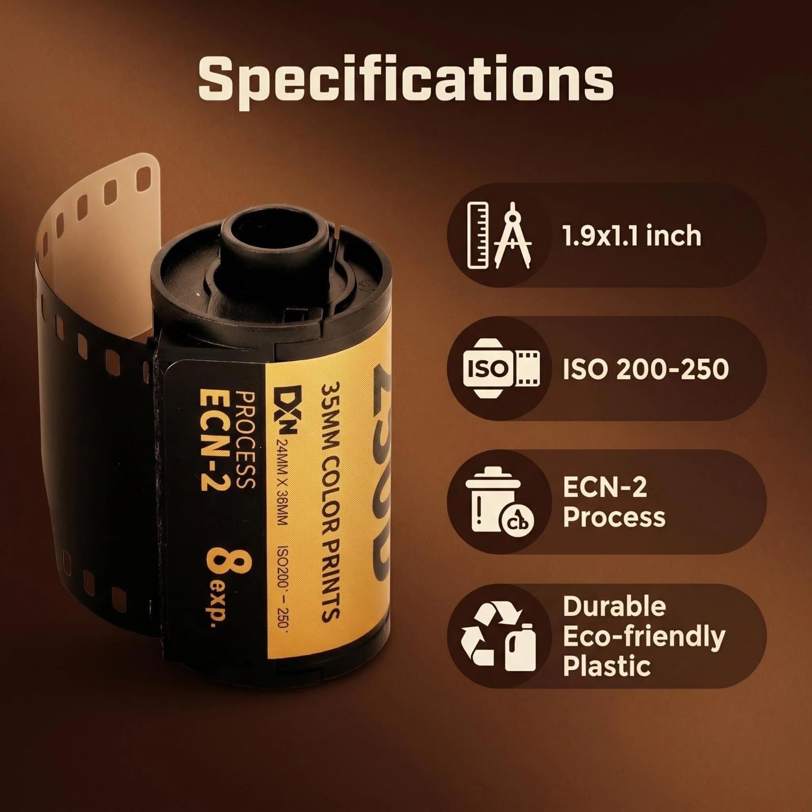 8 PCS 35mm Color Print Camera Film Professional ECN 2 Process 1.9×1.1 Inch