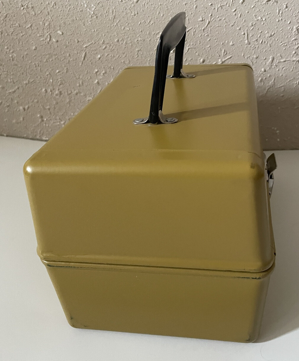Kenco VTG Film Reel Chest For 8MM & Super 8 Film Cans Mustard Yellow W/ Handle