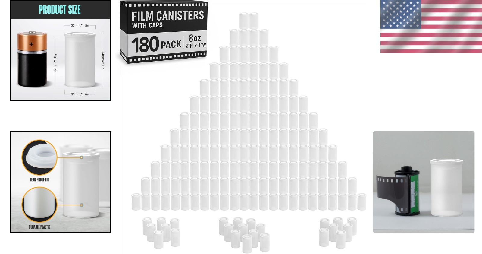 Bulk 180-Pack 8oz Canisters for Creative Storage – Perfect for Projects & Travel