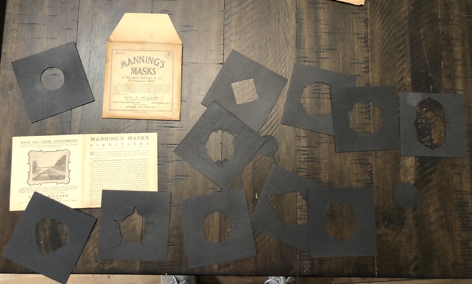 Mannings Masks Kent Printing Masks Early 1900’s Vintage Photography LOT RARE