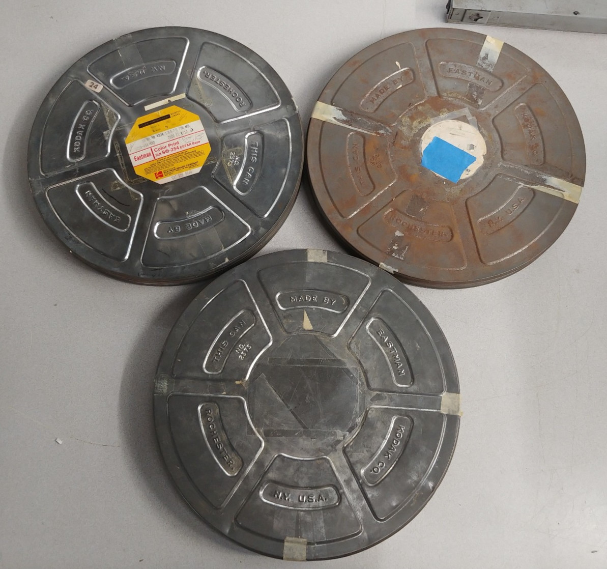 Lot of 3 Eastman Kodak No. 2373 35mm Film Reel Canisters
