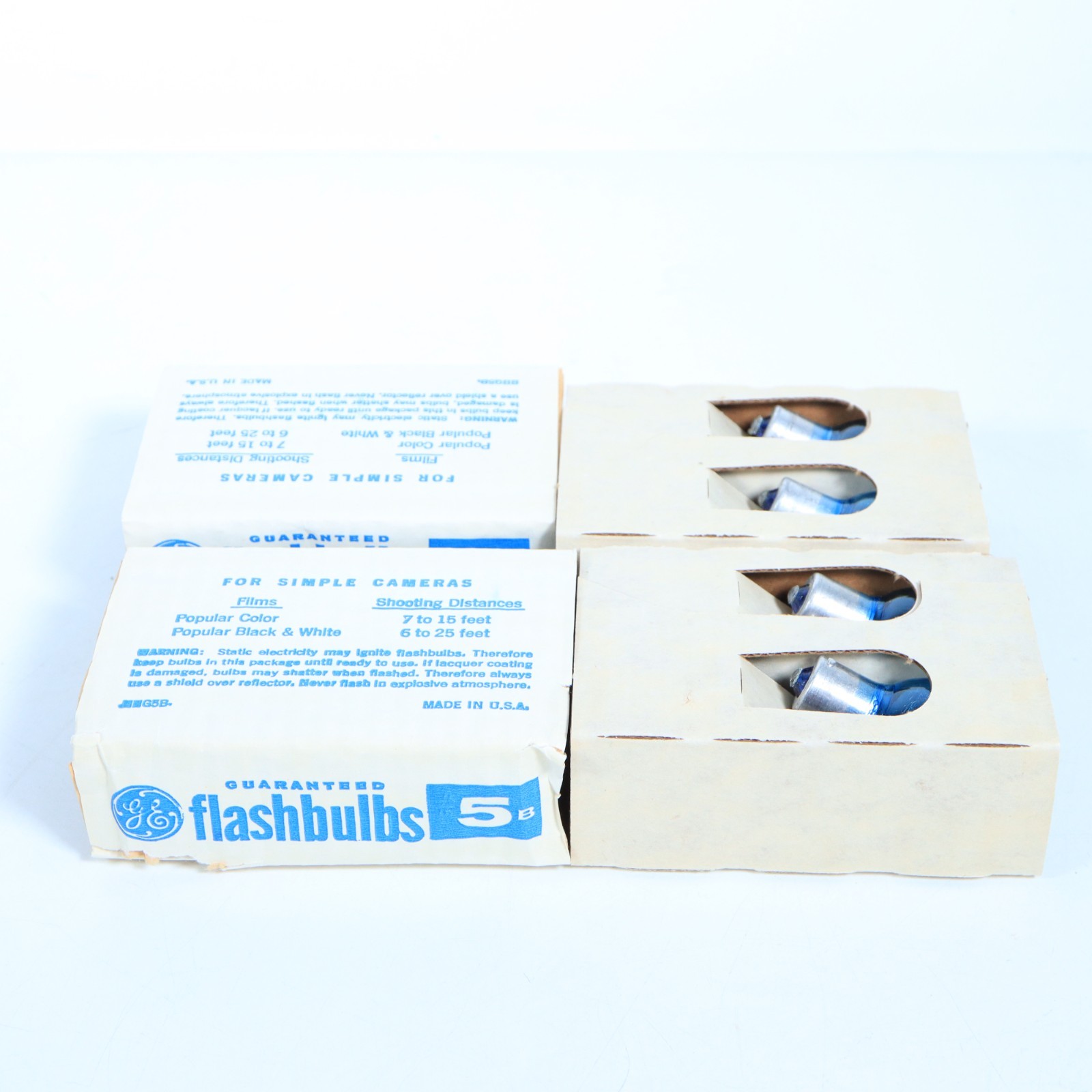 Vintage General Electric GE 5B Blue Camera Flash Bulbs 16 Bulbs