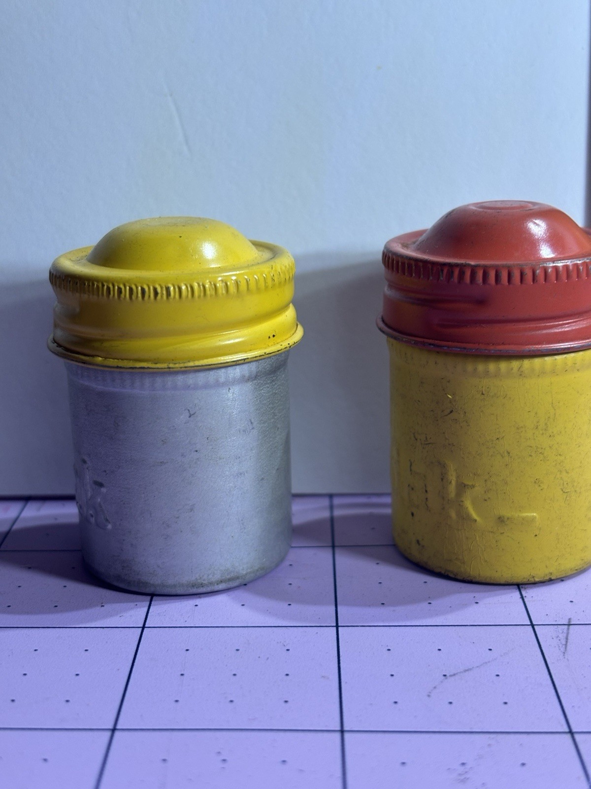 Two Vintage EASTMAN KODAK COMPANY Metal 2” 35mm Film Canister Container
