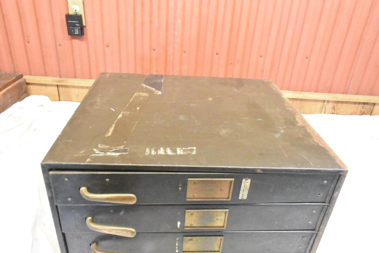 Vintage Movie Film Reel Steel Storage Cabinet Case 4 Door 23″ x 20″ x 14″
