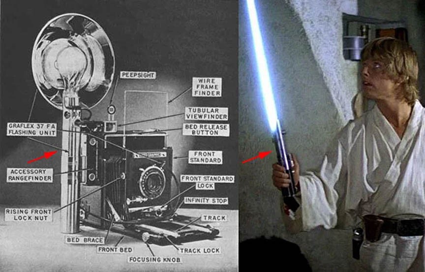 4 Vintage PRESS Camera FLASH Handle’s. Graflex,Heiland,etc. STAR WARS Lightsaber