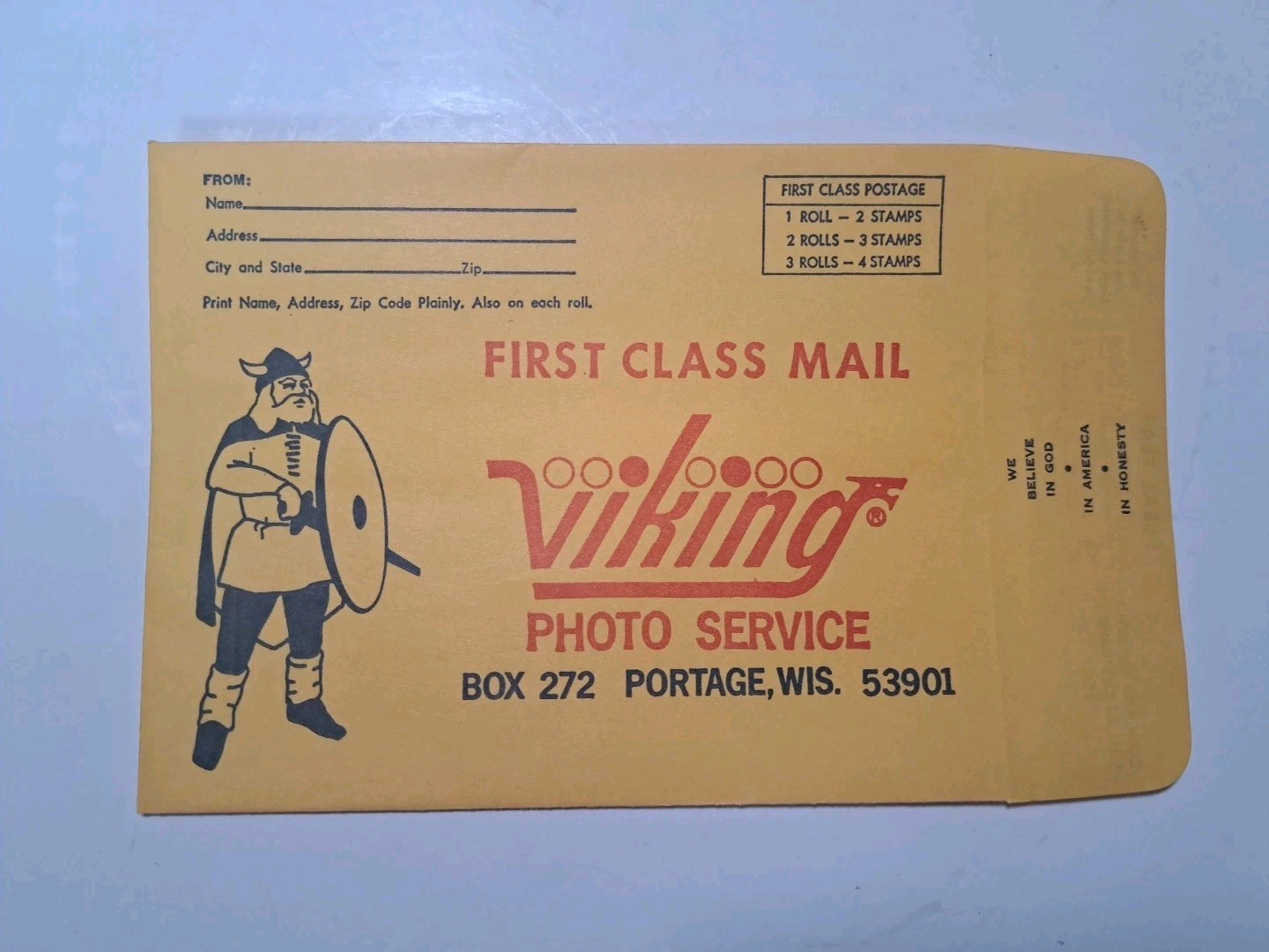 Vintage 1960s Viking Photo Service Film Processing Mailer Lot of 4