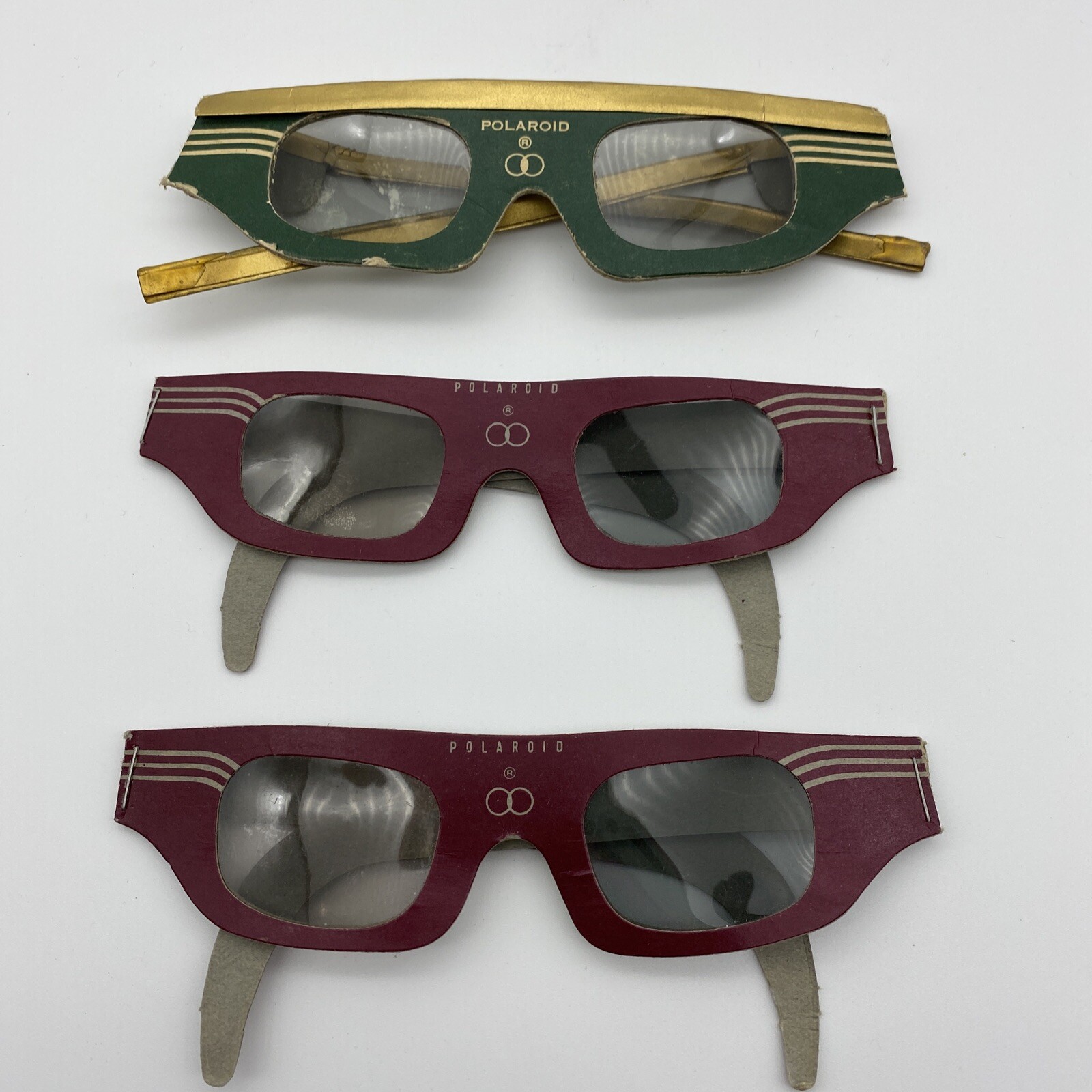 Vintage Polaroid 3-D Glasses Set of 3 Cardboard Movie Film Viewers Retro