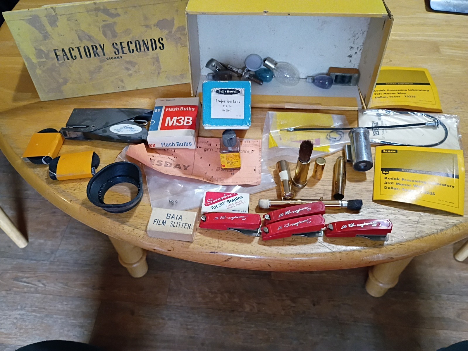Misc camera parts flash bulbs vintage staplers and more