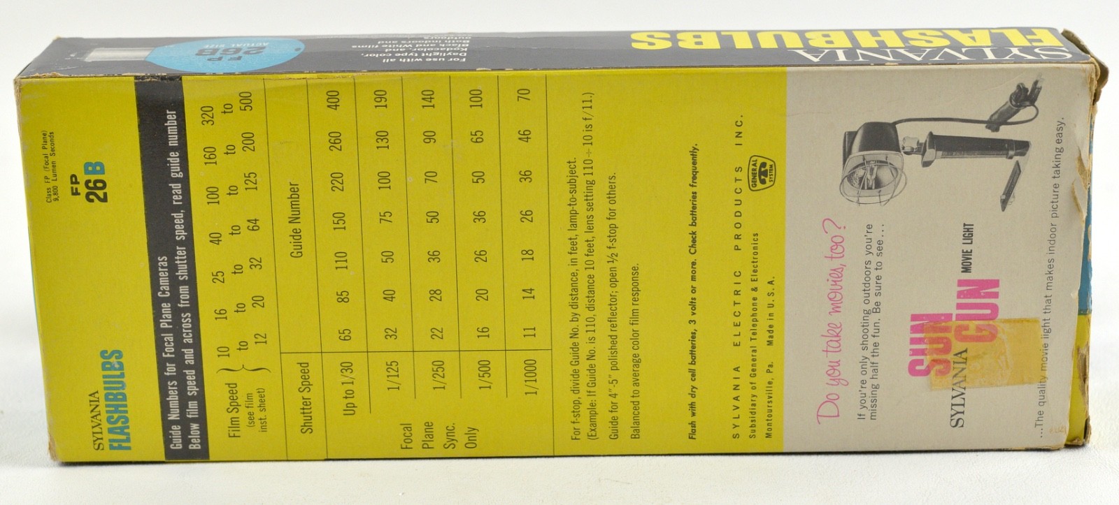 Vintage Sylvania Blue Dot FP 26B Flashbulbs Blue Color 12 Unused Original Box