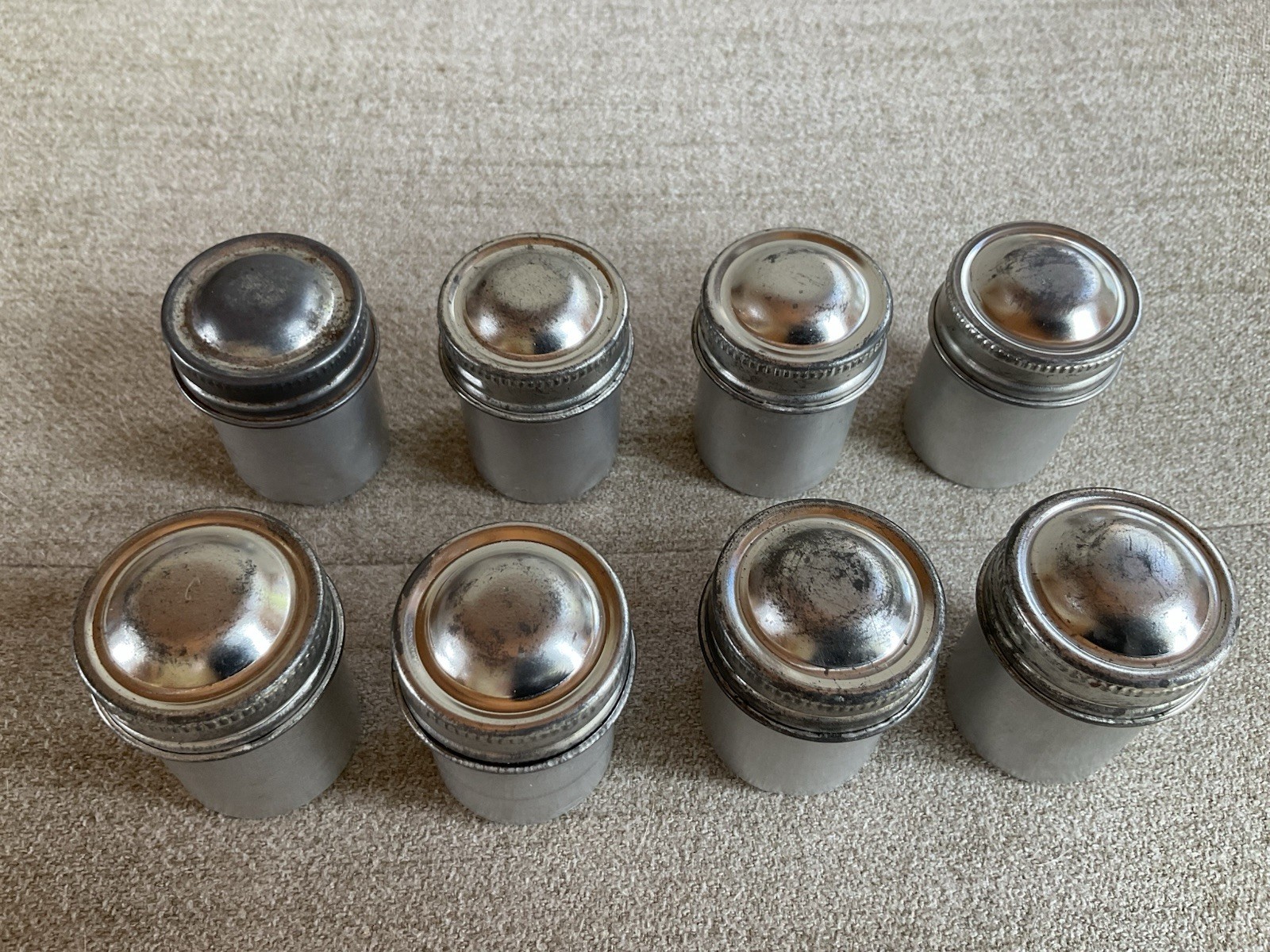 Set Of 8 Vintage Aluminum Film Canisters