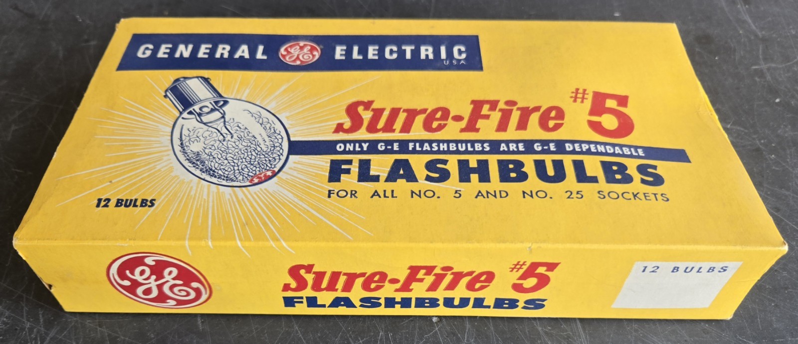 New Old Stock 12 Vintage General Electric Sure-Fire #5 Flashbulbs GE FREE SHIP