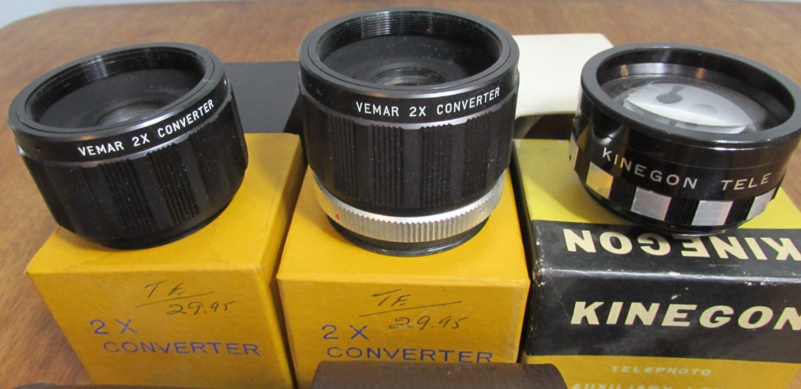 Vintage Camera Accessories Lot Lenses Parts Mixed Alpex Kaligar Kodak Vemar