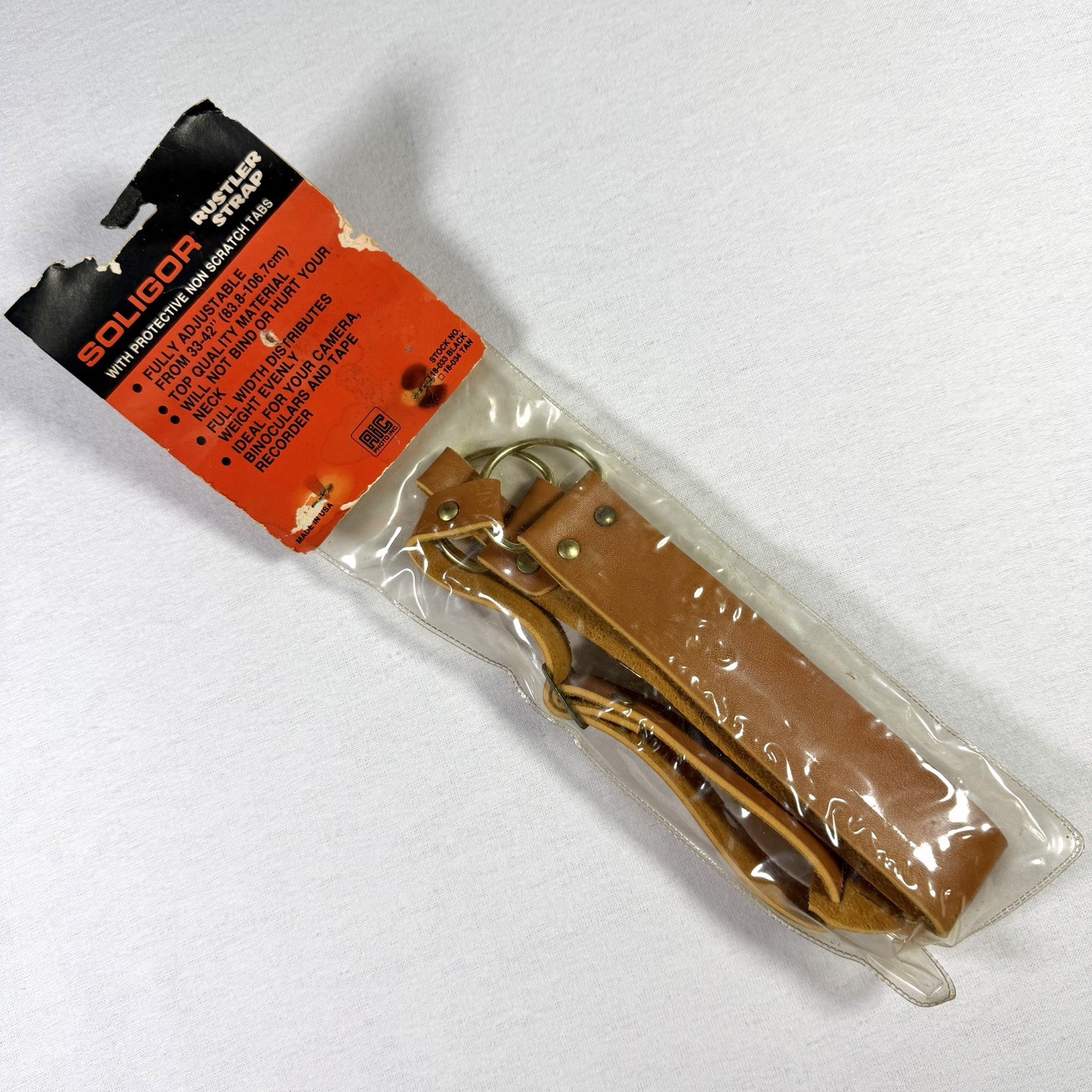VTG SOLIGOR Rustler Camera Adjustable Strap Tan Leather 33-42 Inch NOS