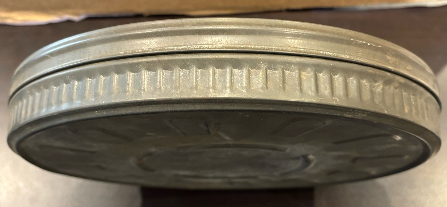 VINTAGE 12” METAL GEVAERT UNEXPOSED CINEFILM FILM REEL CASE ONLY “BELGIUM”