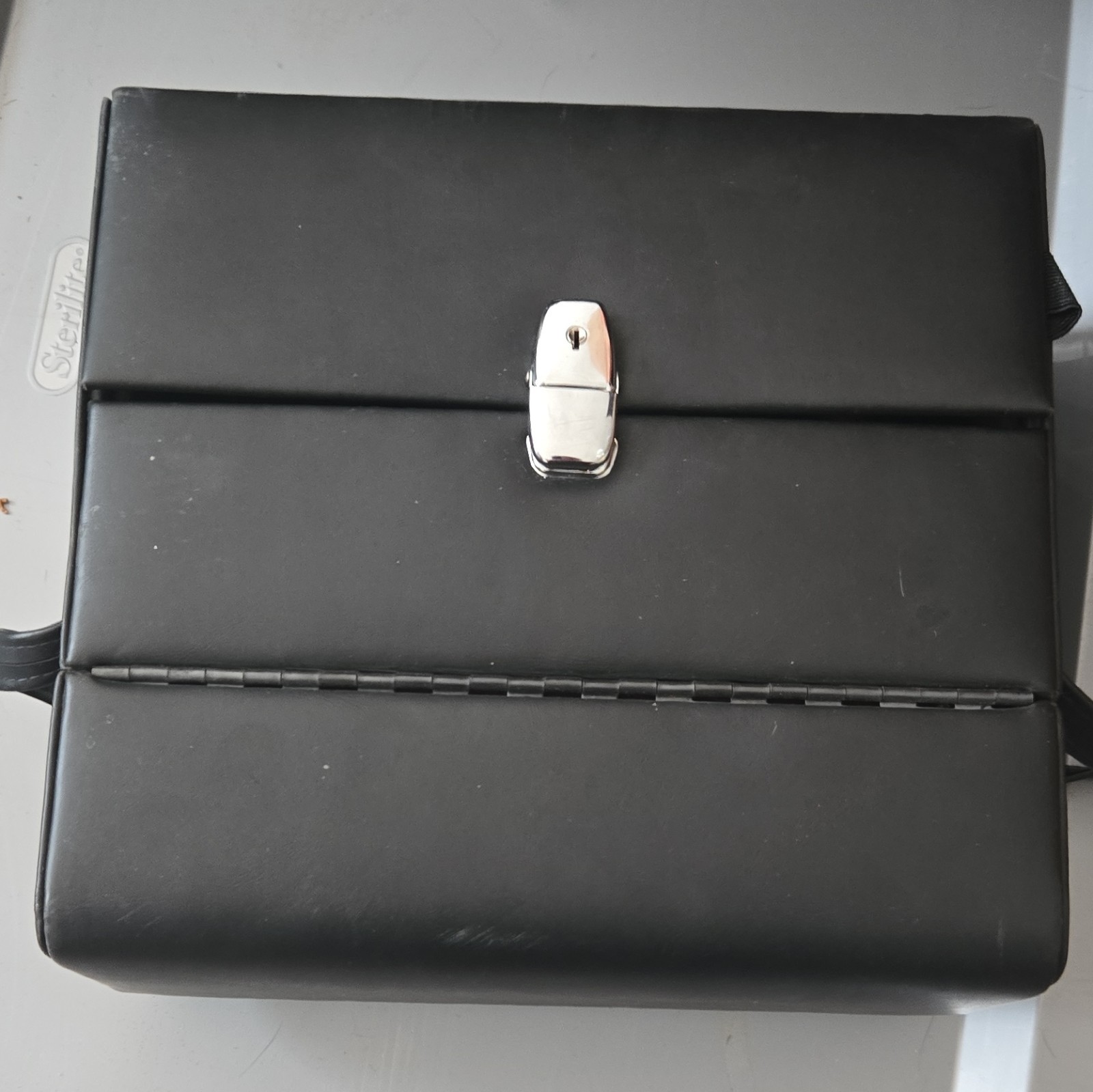 Vintage Minolta XG-M Black Hard Leather Camera Case Tiered Compartment Box Strap