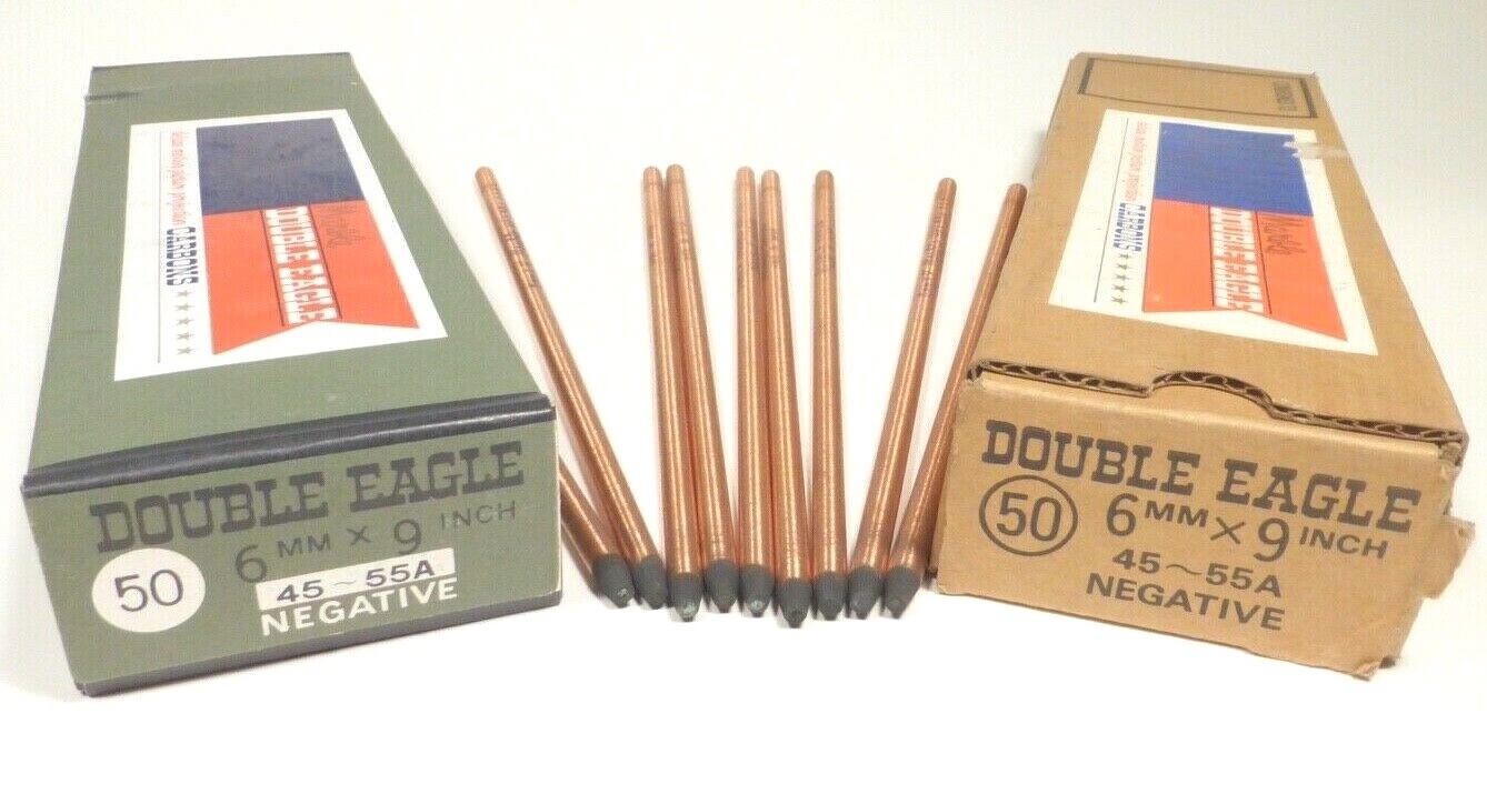 nos CARBON ARC RODS * MARBLE DOUBLE EAGLE – BOX OF 50 … 6mm X 9 inch NEGATIVES