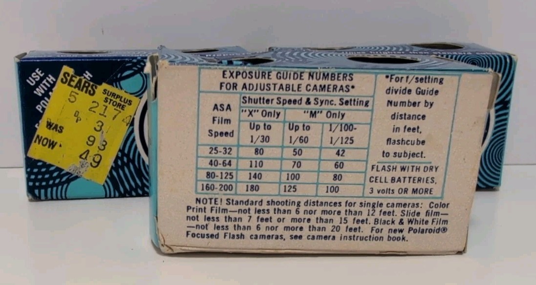 Vintage SEARS Double Bright Flashcubes Lot Of 3 – 6 Flashcubes Total