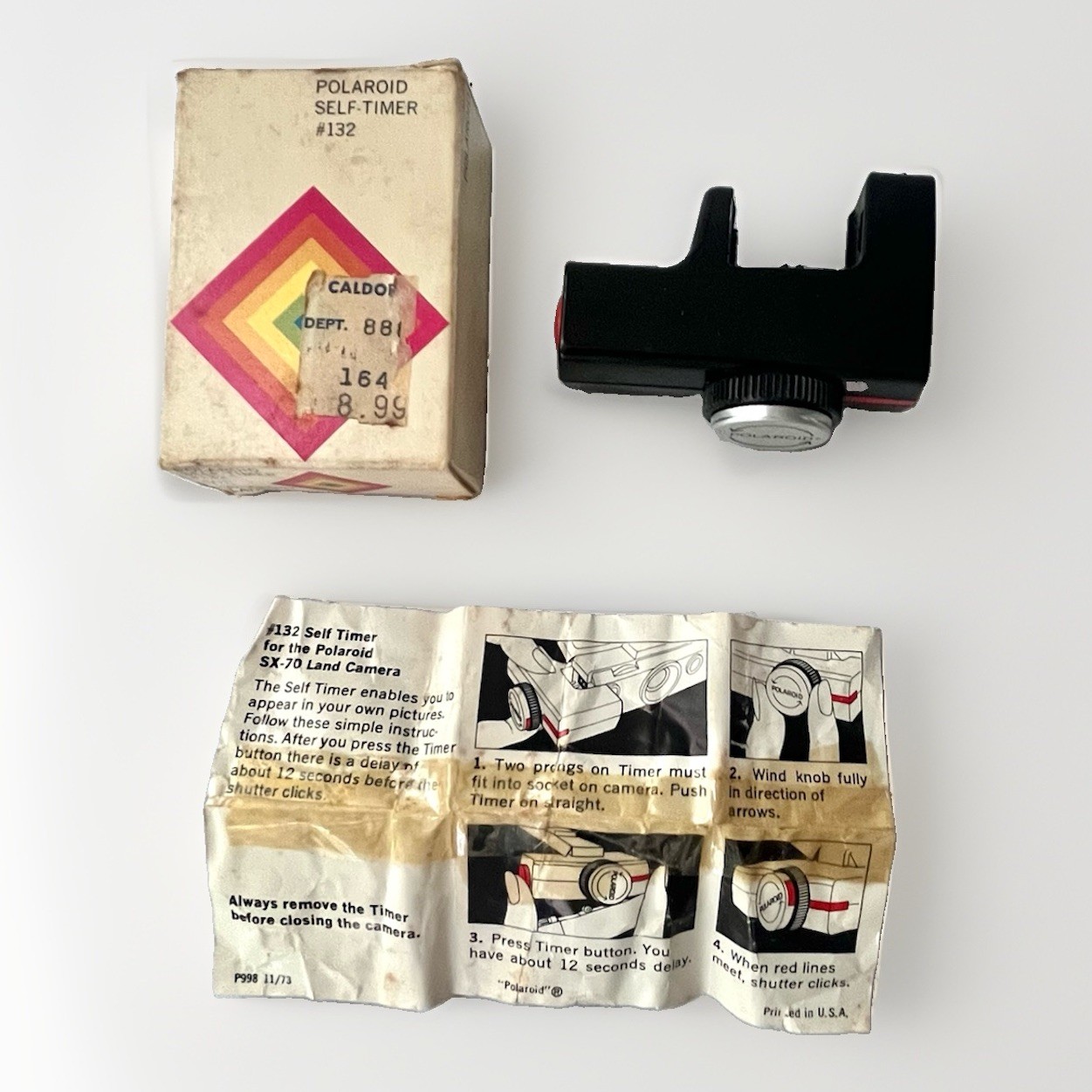 Polaroid SX-70 #132 Self-Timer with Box for SX-70 Instant Film Camera – TESTED