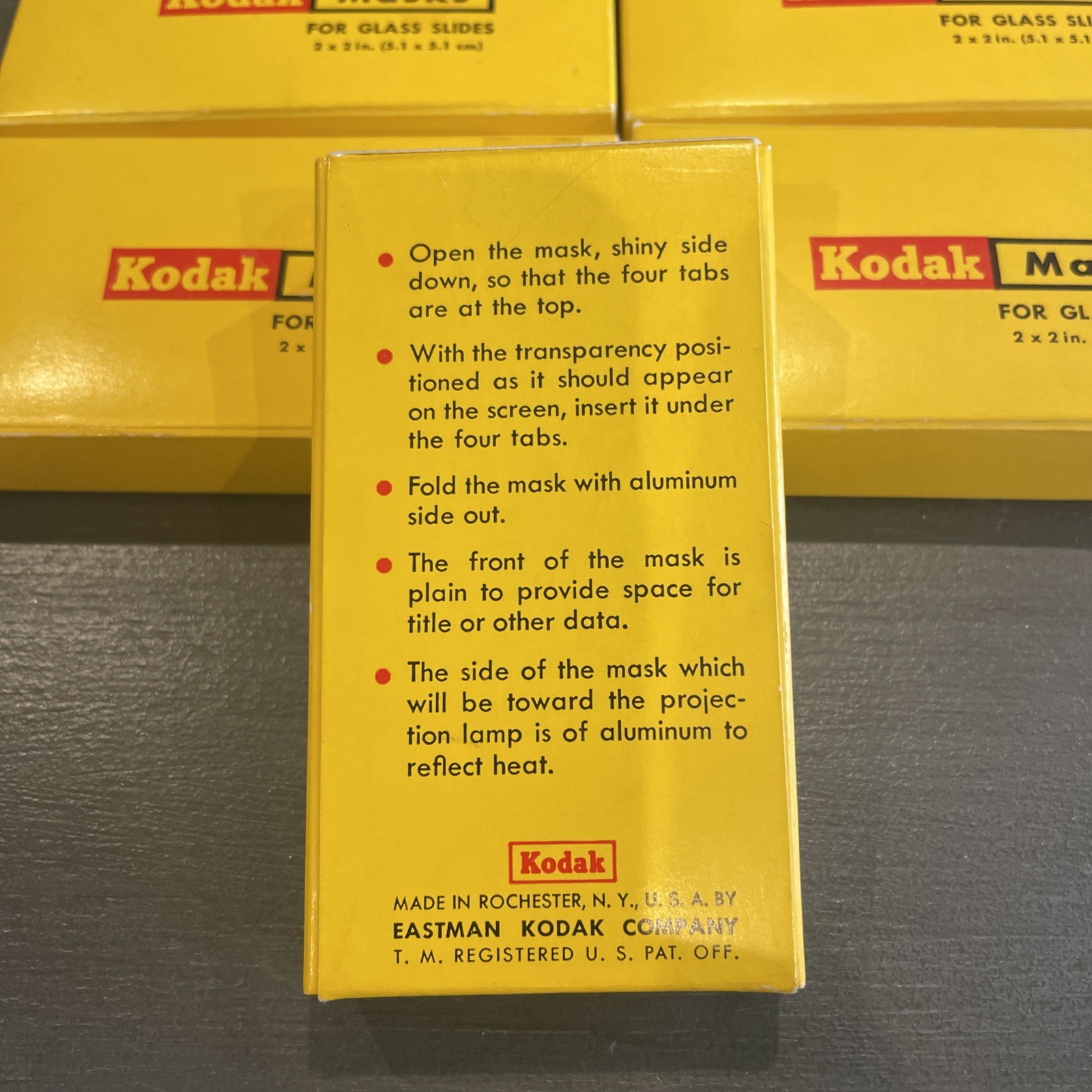 (5) Vtg Kodak Masks for Glass Slides 2 X 2 Inch (5.1 X 5.1 cm) B355 24 x 36mm