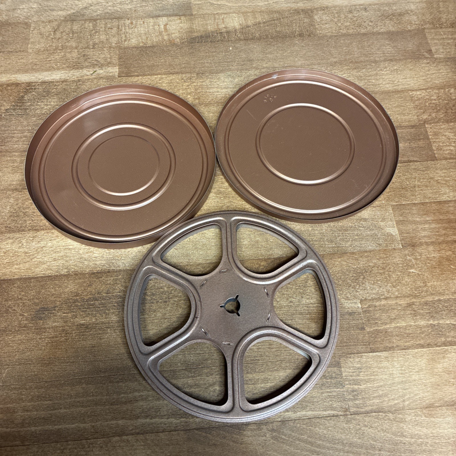SUPER 8 Metal Movie Reel 7 Inch& Canister Copper Colored Metal Empty Movies Film