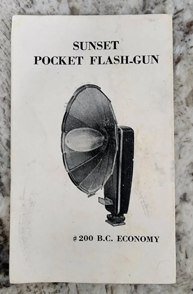 Original Manual for the Vintage Sunset Pocket Camera Flash Gun