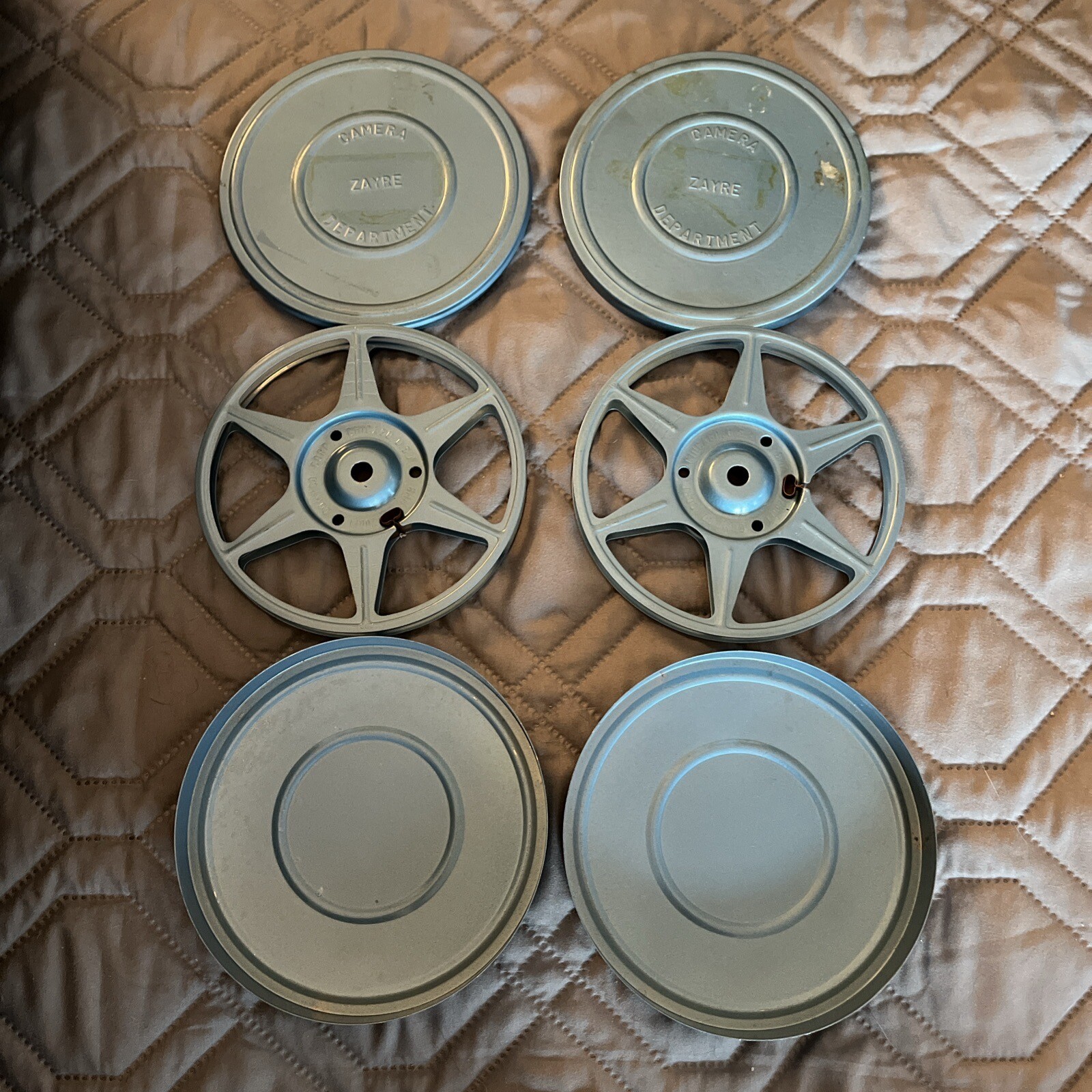 Vintage 8mm 200ft Compco Zayre Blue Film Reel & Canister Case Set Of 2