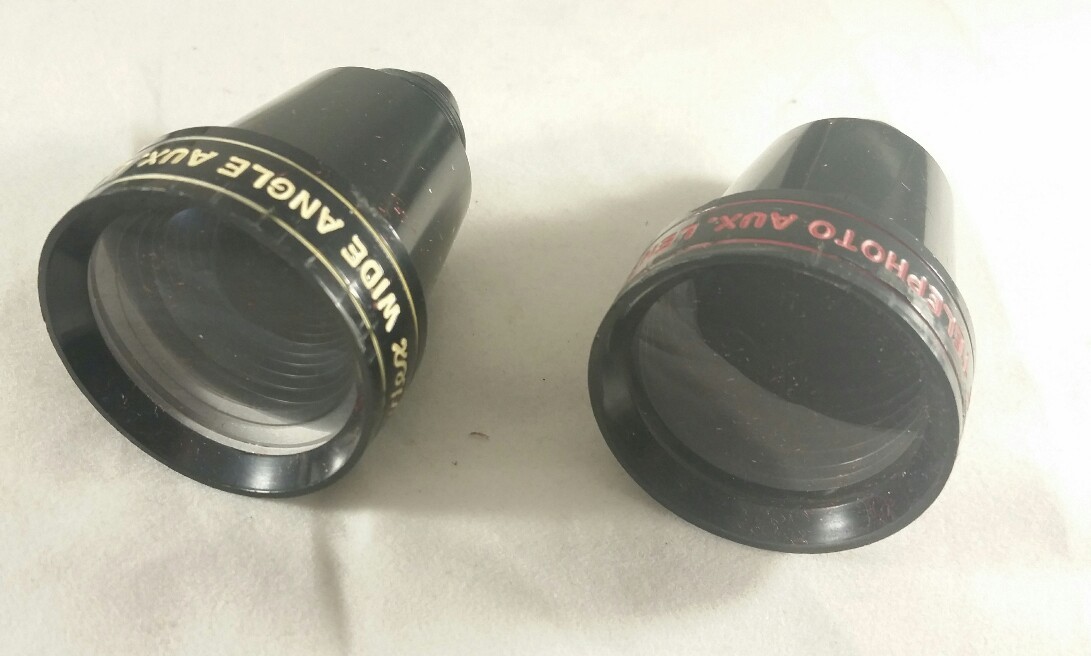 Vintage Lot Of Mansfield Raydex Wide Angle Aux Lens & Gruenex Telephoto Aux Lens