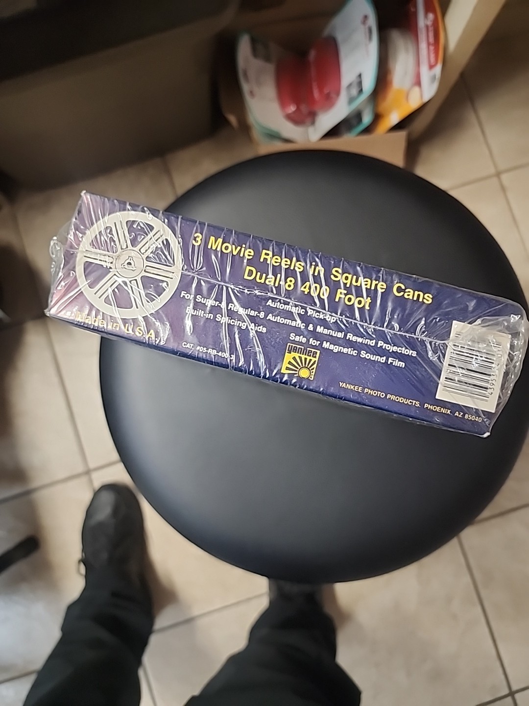 3 Movie Reels In Square Can Dual-8 400 Fort