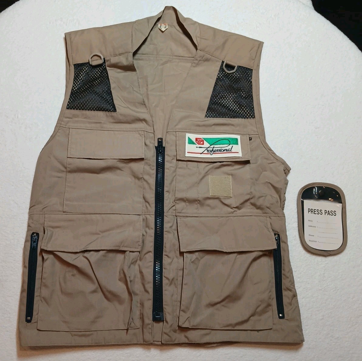 Vintage Fuji Film Professional Media Press Vest Photographer Korea 1980s Size L