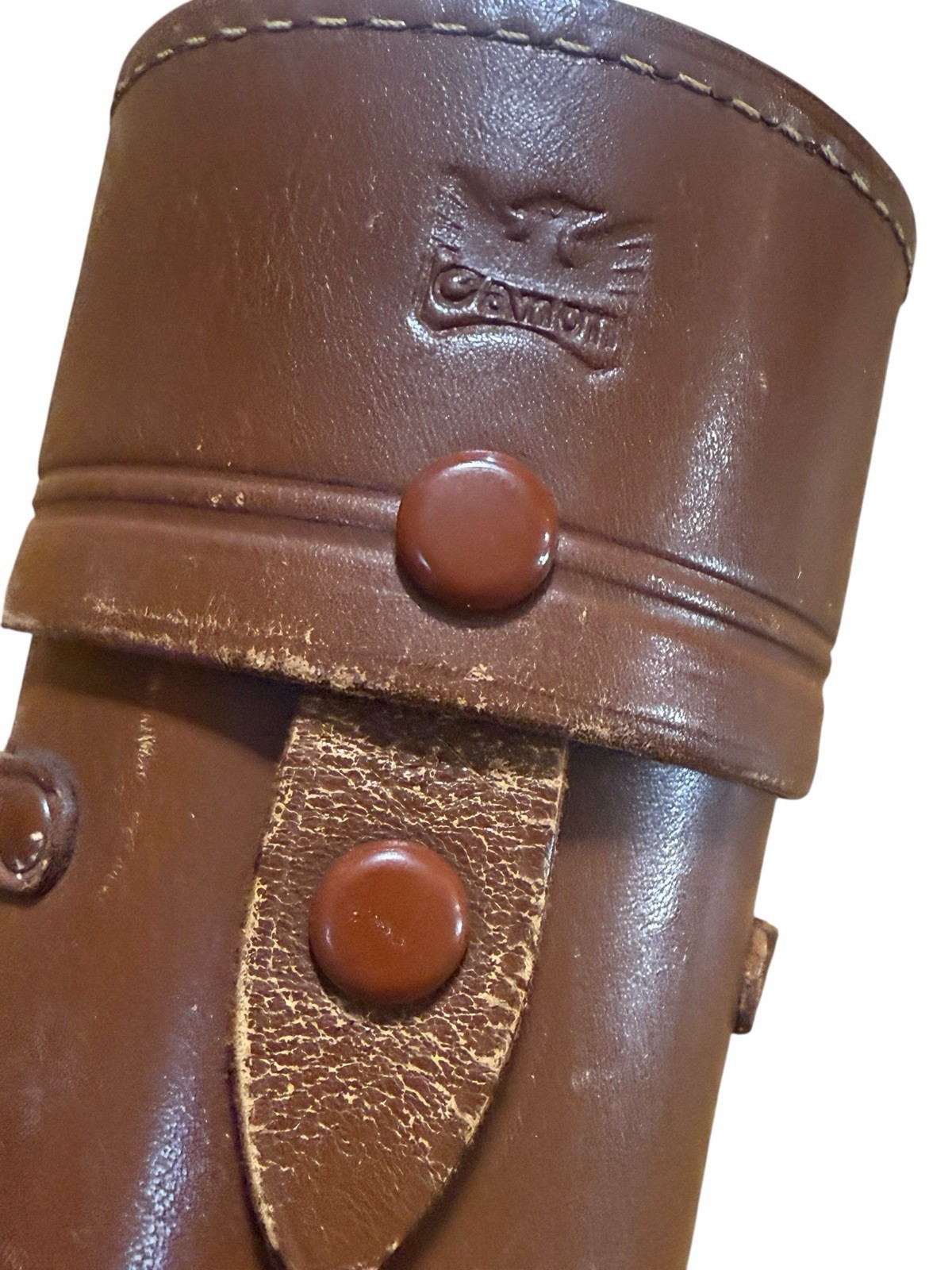 Canon Original Leather Lens Case 35mm F:19 Vtg 5.75” Brown Snap