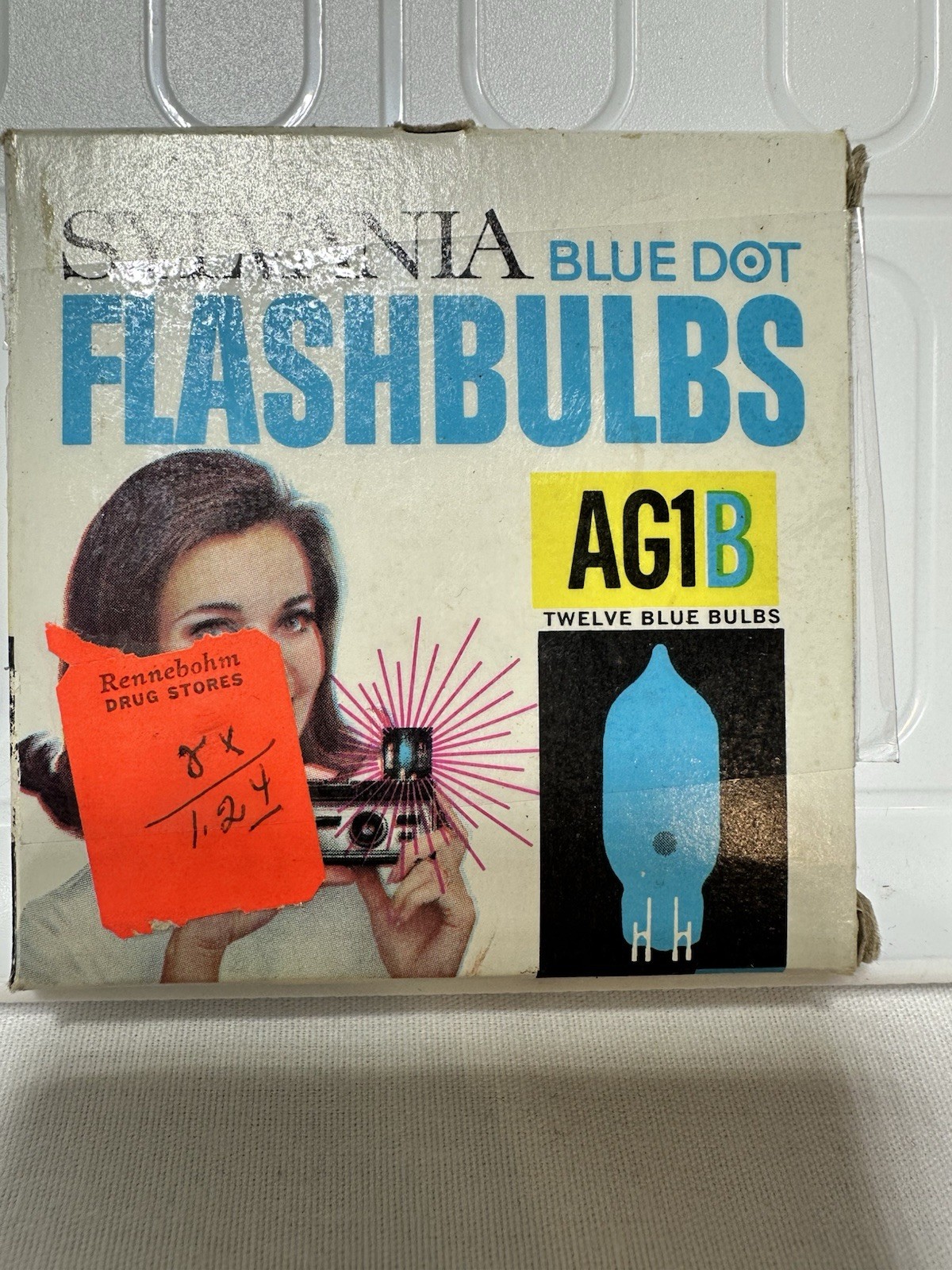1 Box of 12 AG1B SYLVANIA BLUE DOT FLASHBULBS New Old Stock