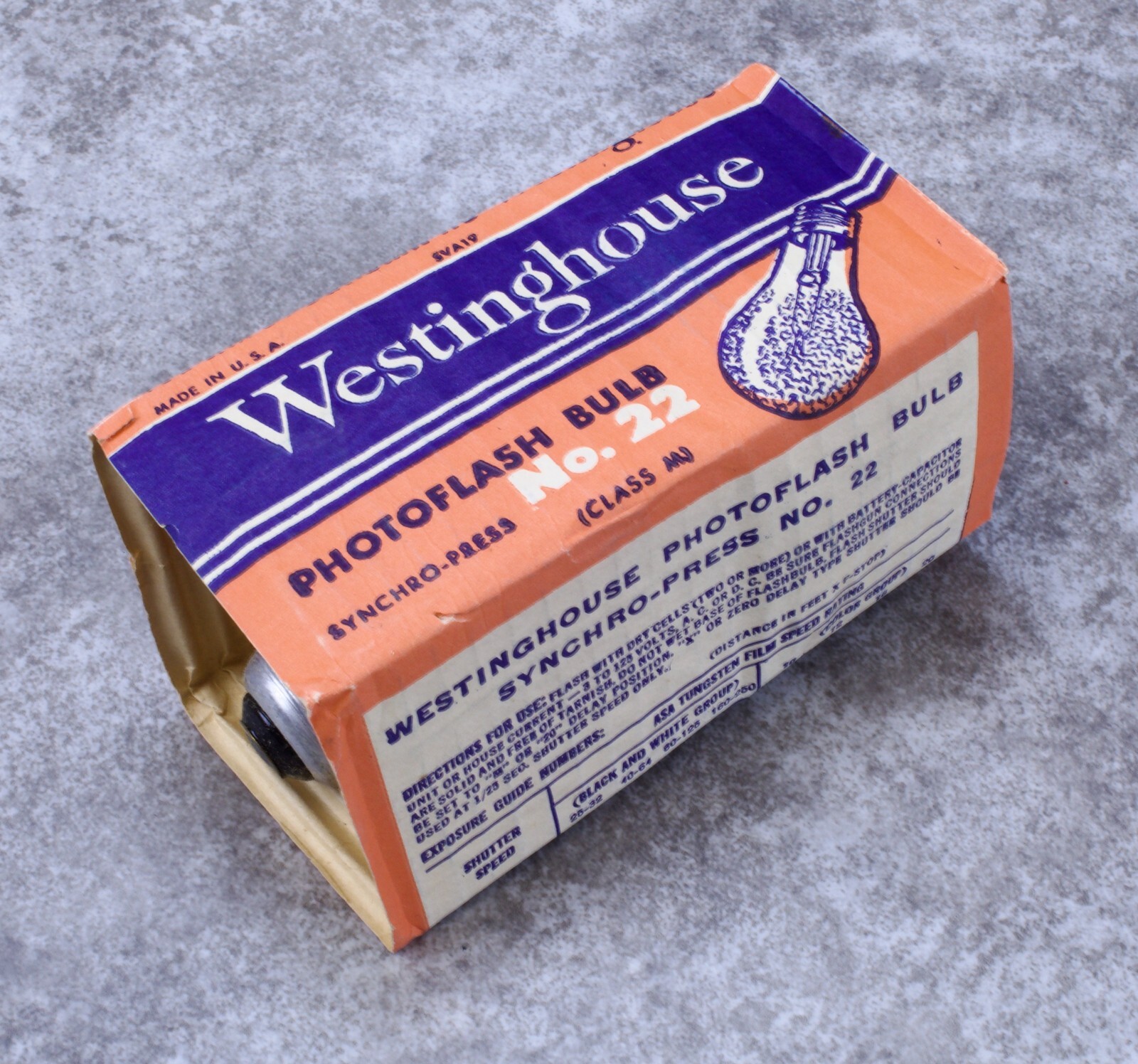 Vintage Westinghouse Photoflash Bulb No. 22 New Old Stock